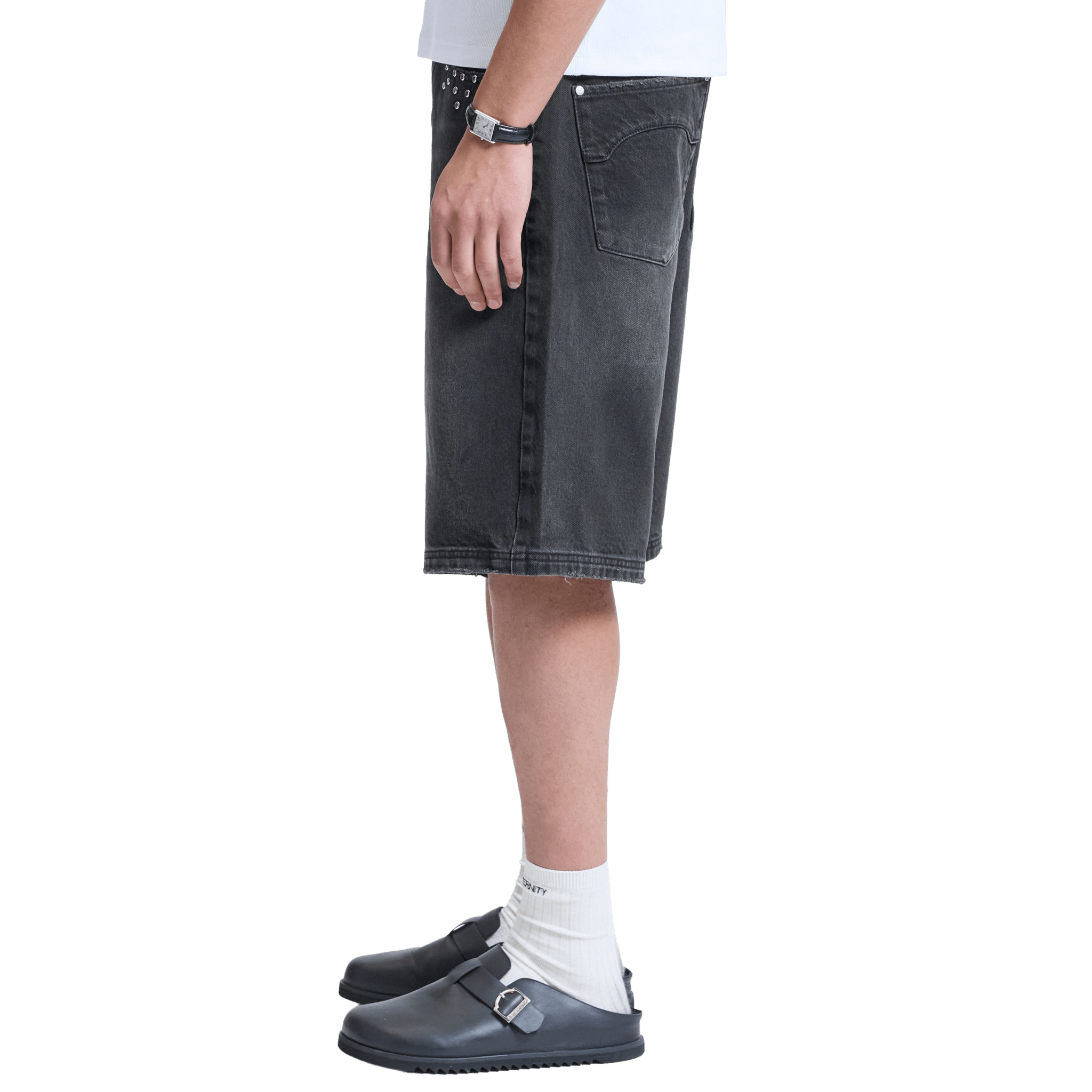 Reternity Studded Jorts Black - CRETS10398 - Coziness