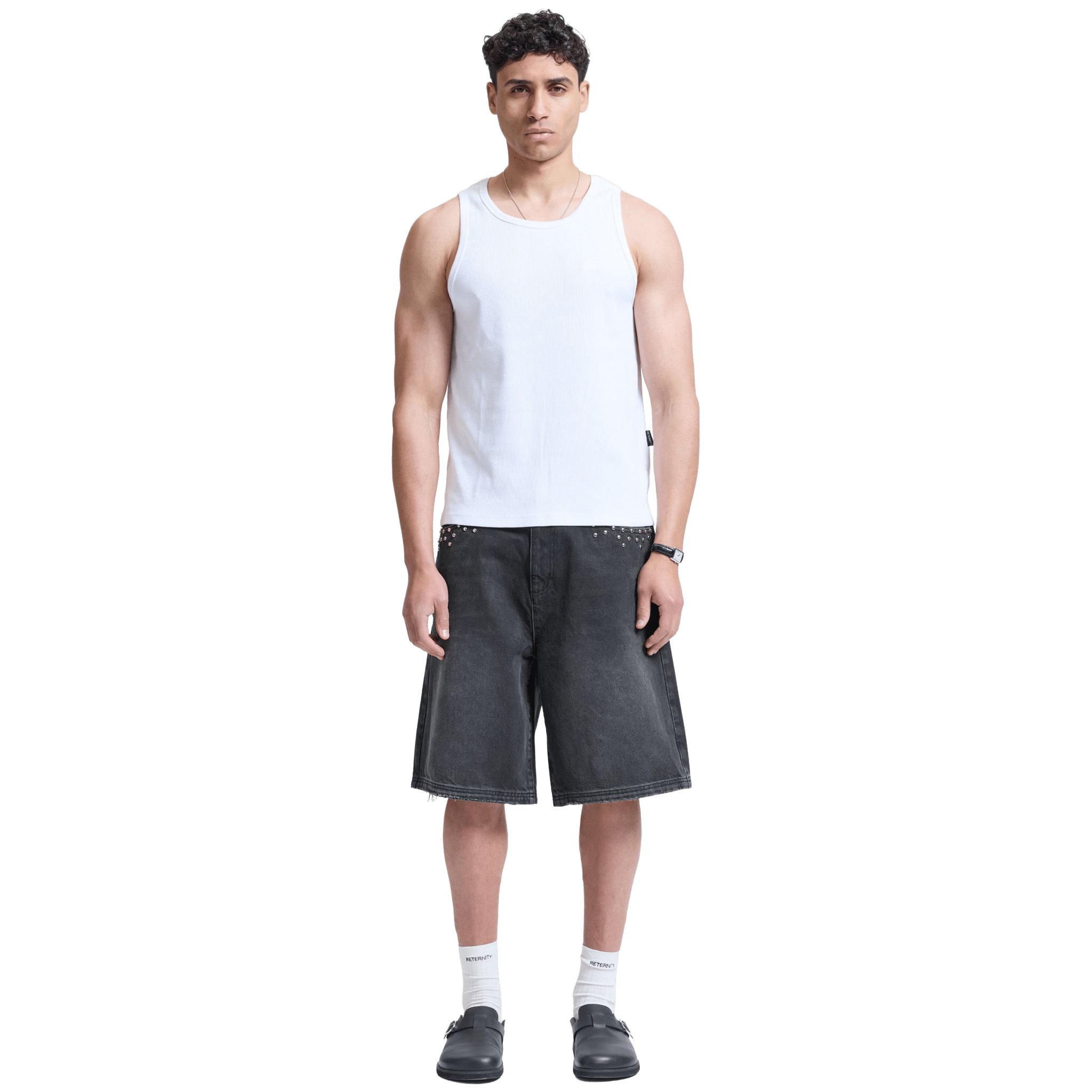 Reternity Studded Jorts Black - CRETS10398 - Coziness