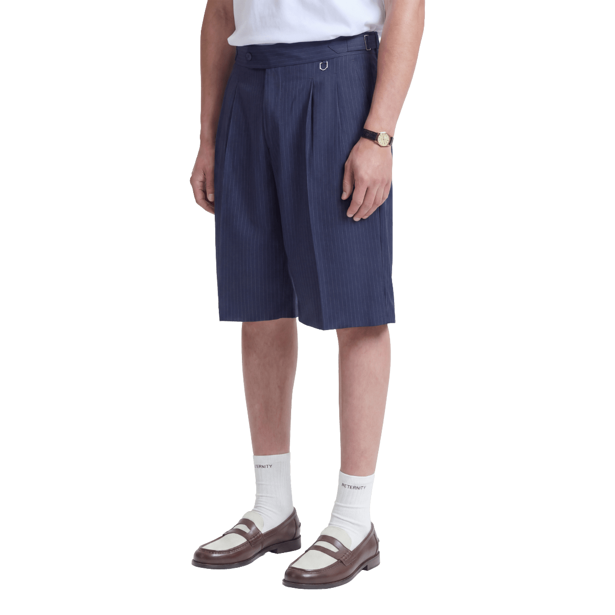 Reternity Tailored Baggy Shorts Pinstripe Blue - CRETT11086 - Coziness