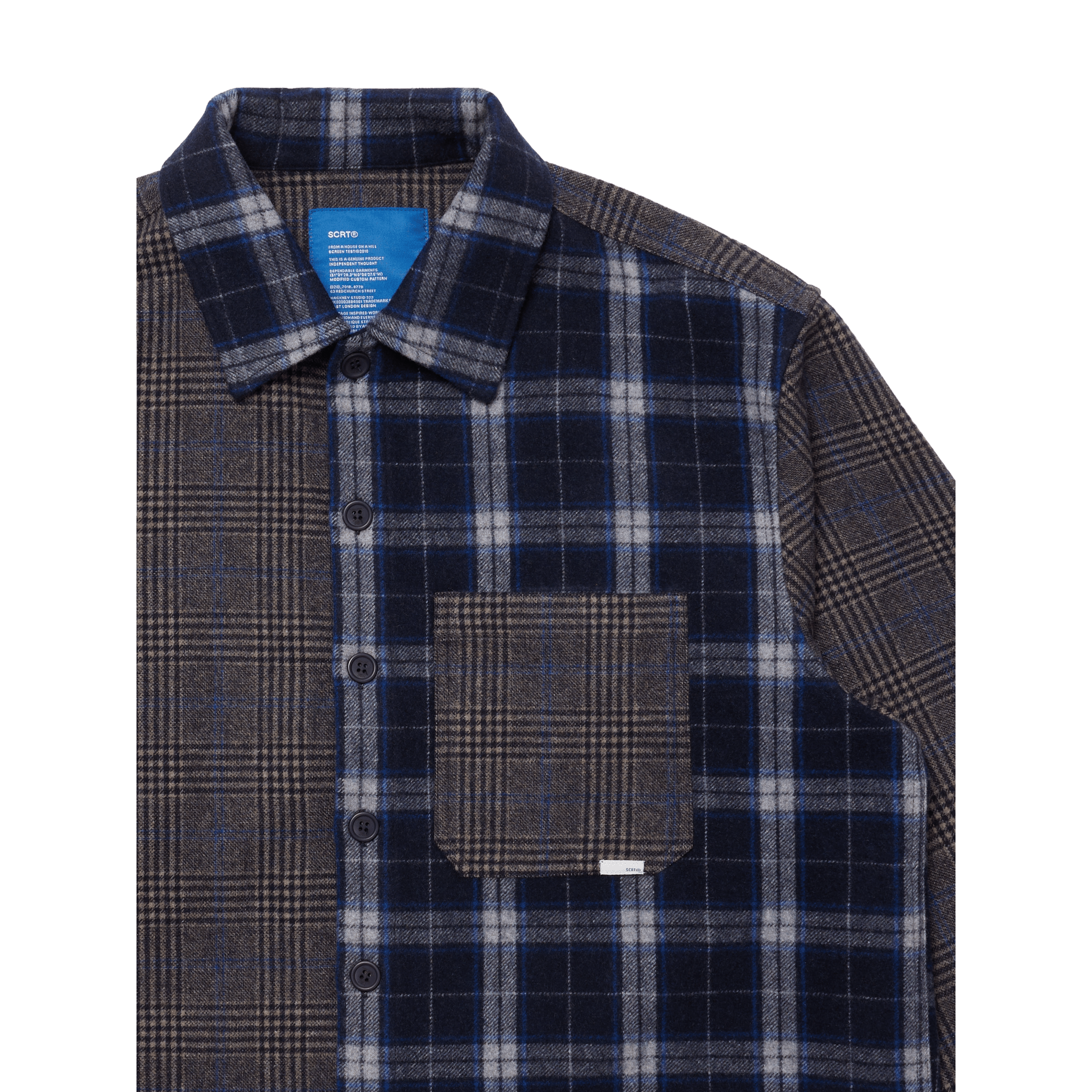 SCRT MoSF Patchwork Flannel Shirt Blau - CSCRM7441 - Coziness