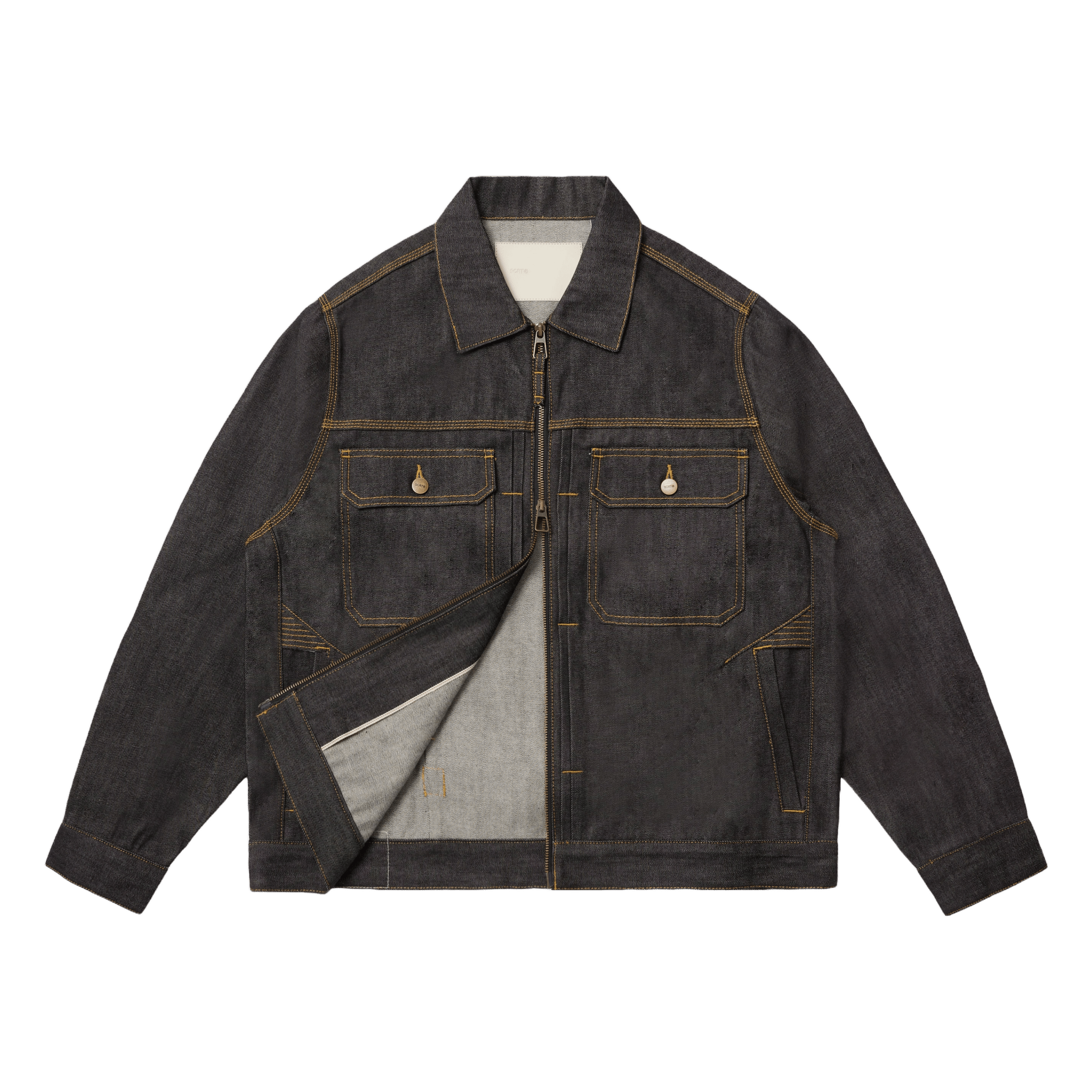 SCRT Selvedge Zipped Type - 2 Denim Jacket Darkest Indigo - CSCRS4449 - Coziness