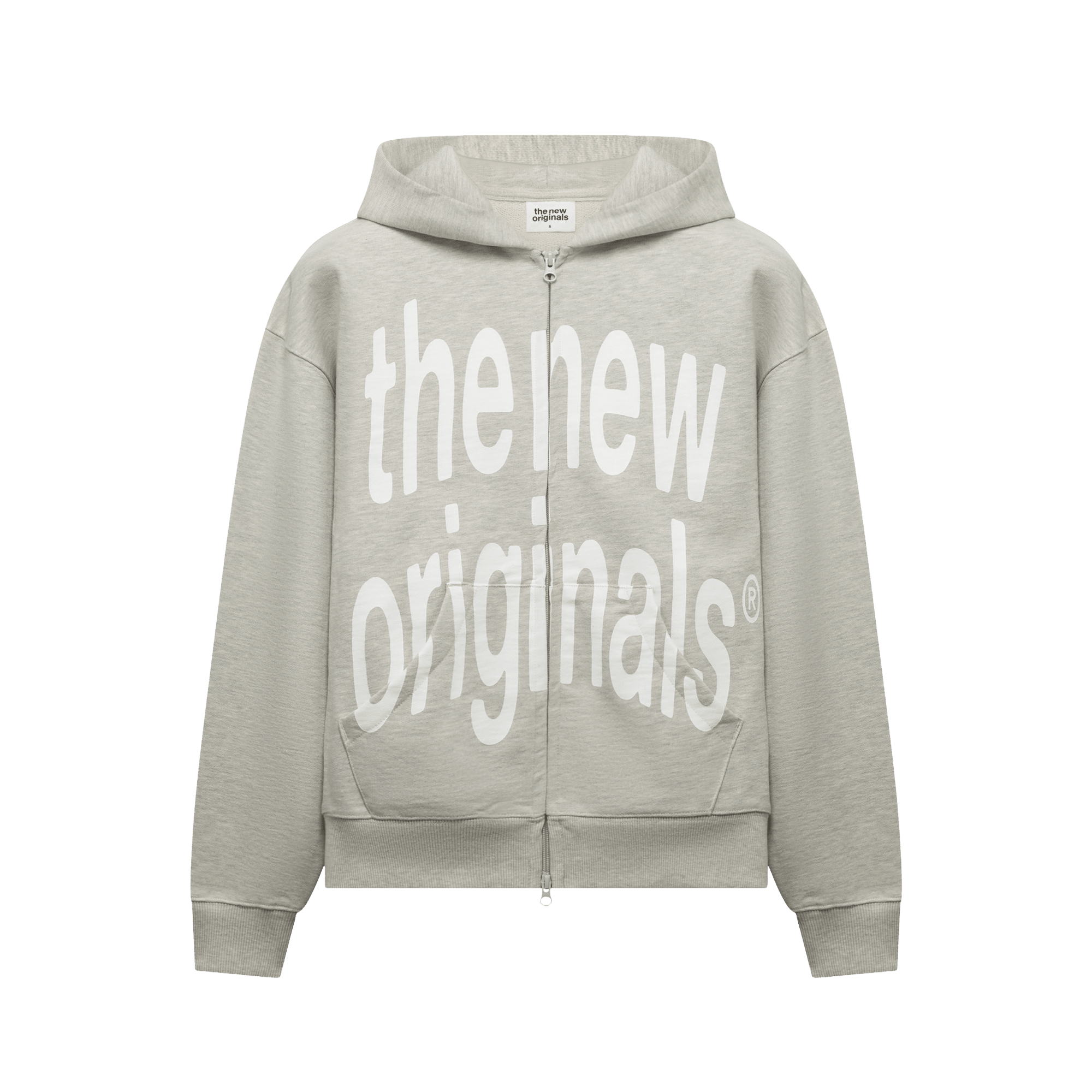 The New Originals Big Logo Zip Up Hoodie Light Grey Melange - CTHEN12875 - Coziness