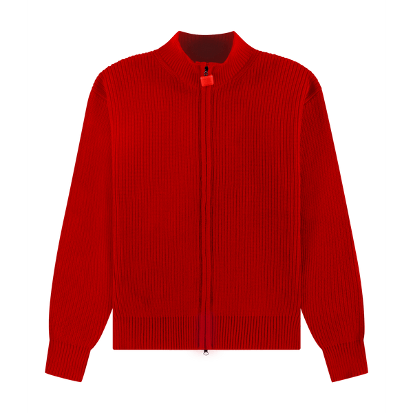 The New Originals Fisherman Rib Zip Up Sweater Rot - CTHEN6402 - Coziness