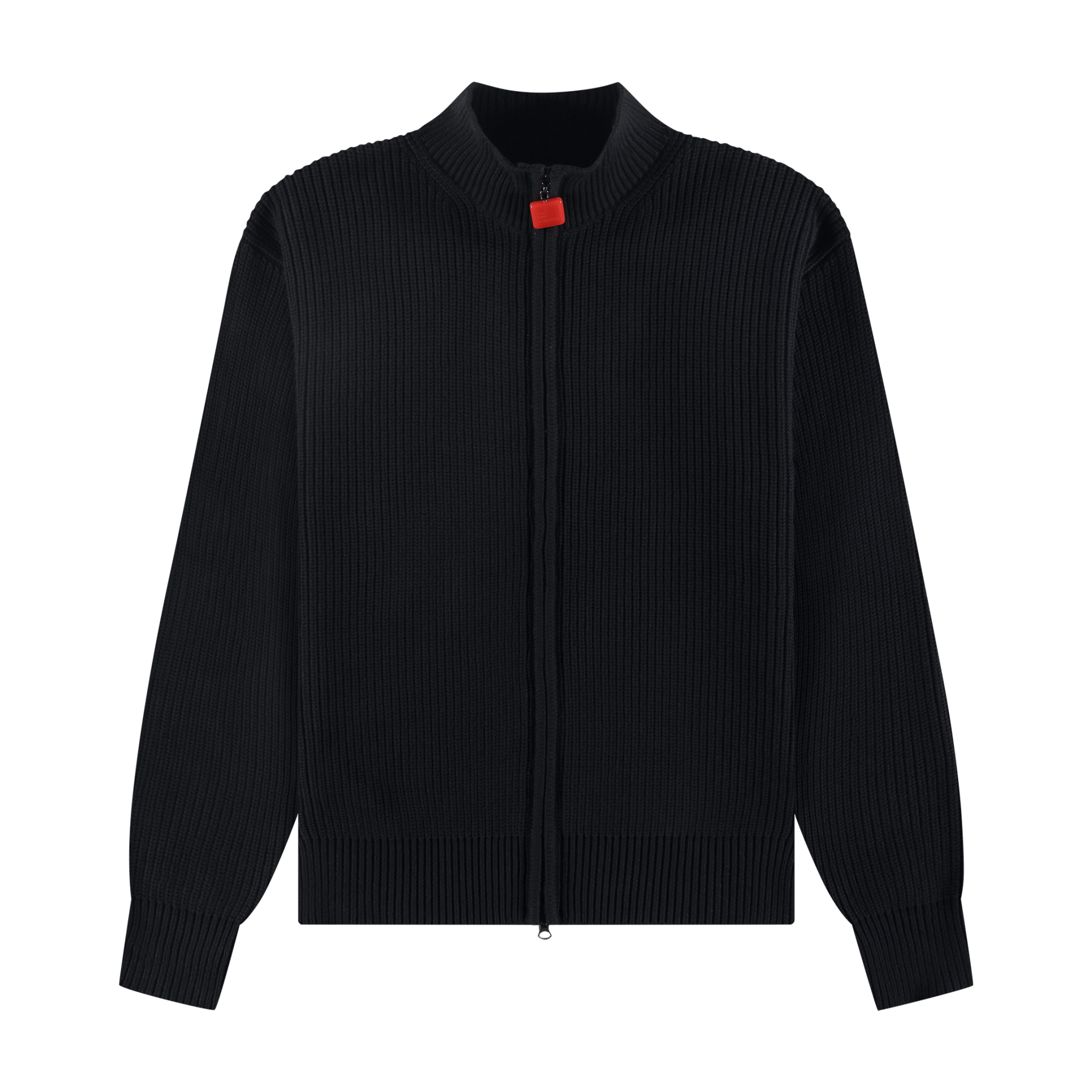The New Originals Fisherman Rib Zip Up Sweater Schwarz - CTHEN6412 - Coziness
