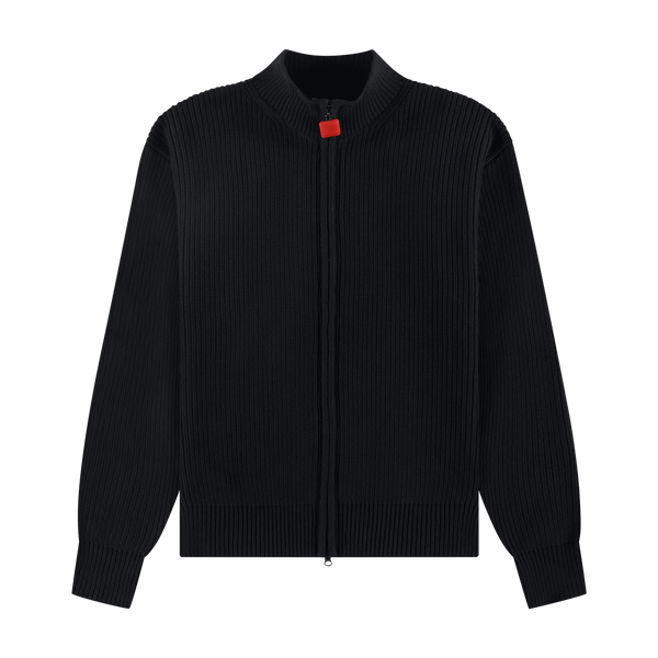 The New Originals Fisherman Rib Zip Up Sweater Schwarz - CTHEN6412 - Coziness