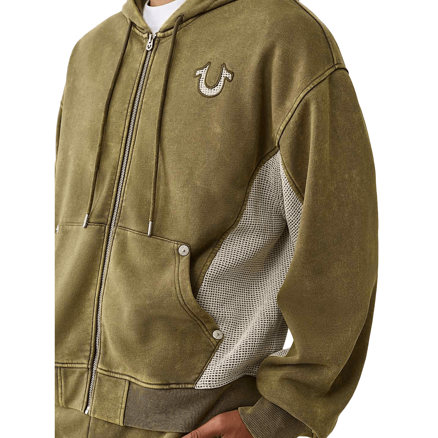 True Religion Mesh Inset Rust Cinched Zip Up Hoodie - CTRUR5911 - Coziness