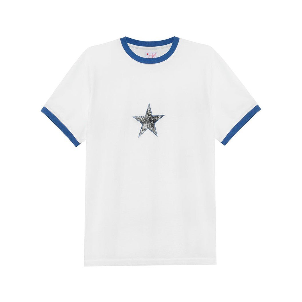 TwoJeys Single Star Two Tone Tee White - CTWOS14350 - Coziness
