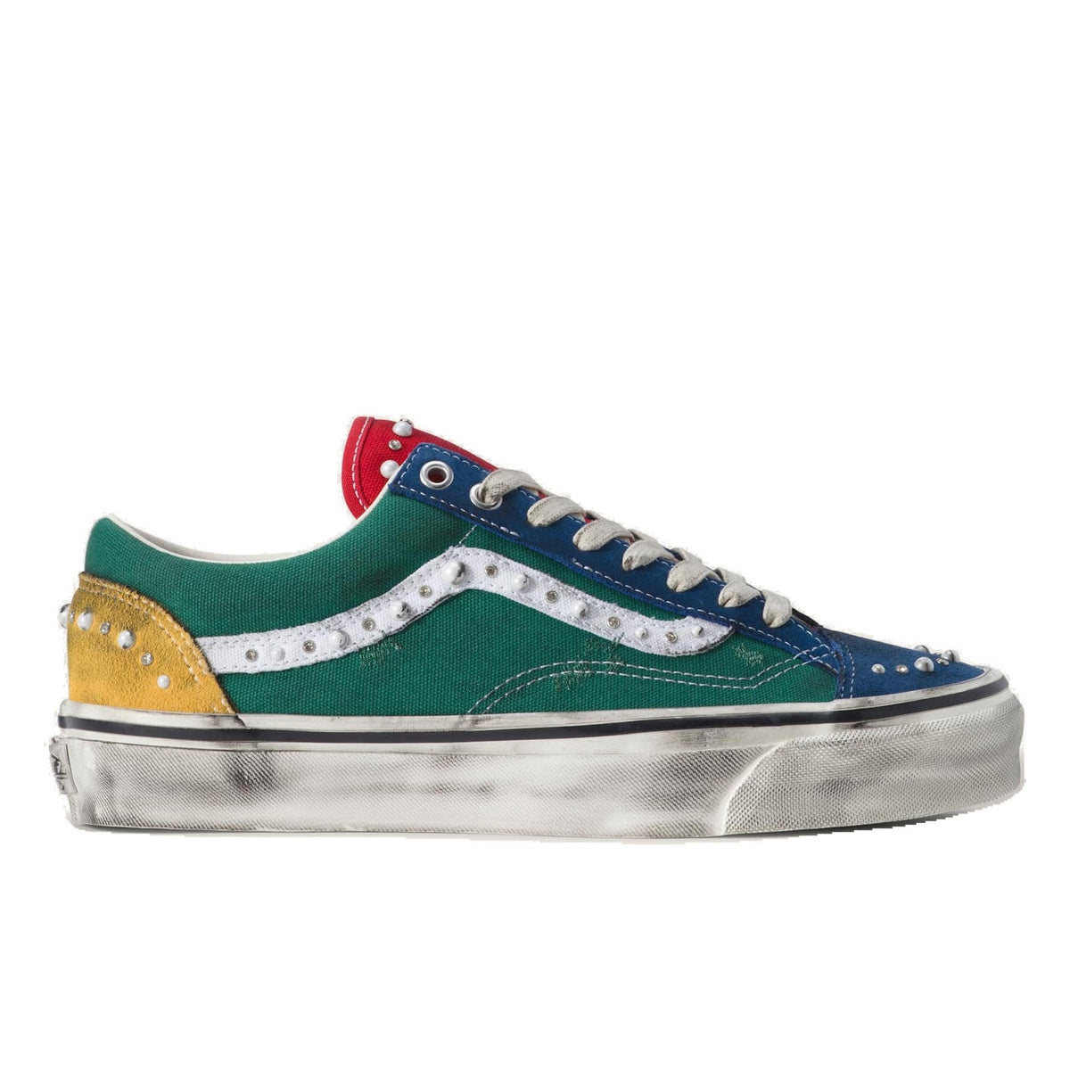 Vans LX Old Skool 36 in Grün Blau, einzelner Schuh von der Außenseite