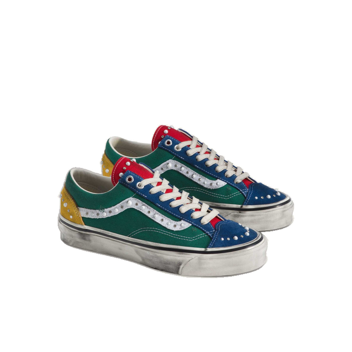 Vans LX Old Skool 36 in Grün Blau, Paar schräg von vorne