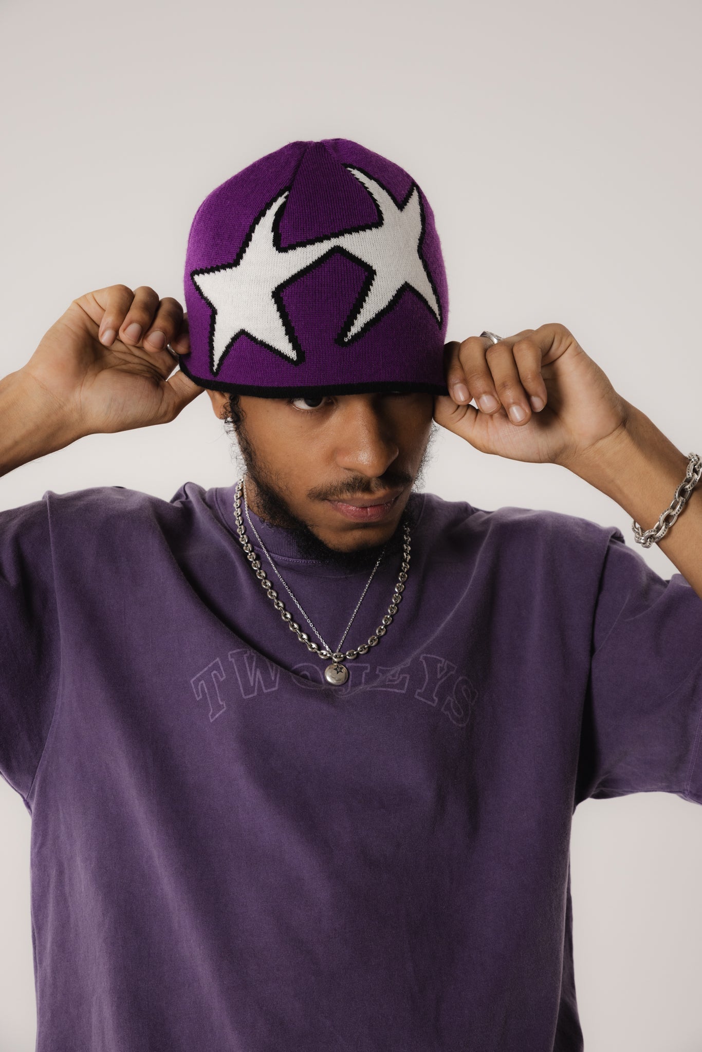 Twojeys Reversible Icon Beanie Black Purple