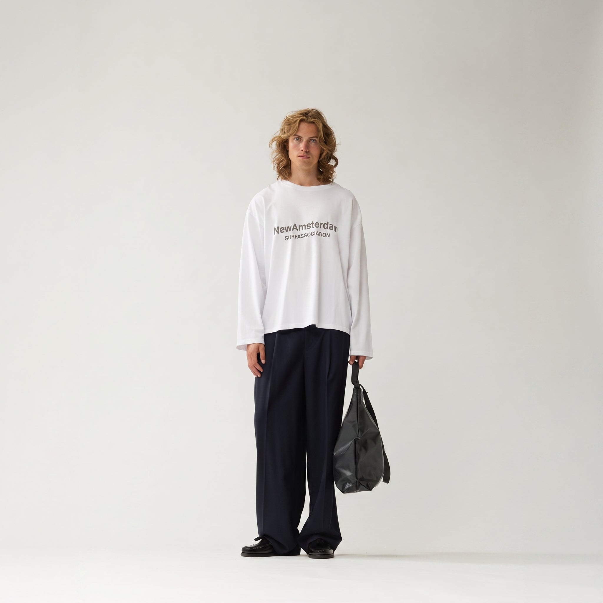 New Amsterdam Worked Logo Longsleeve White