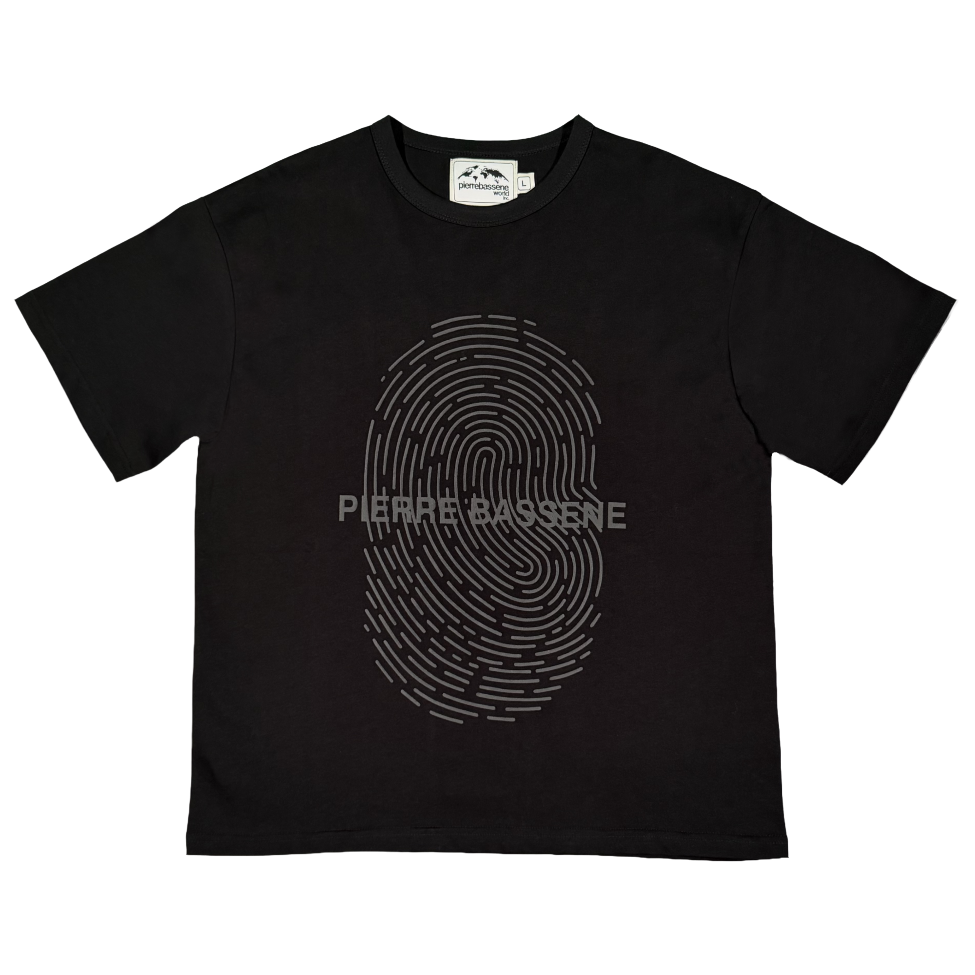 Pierre Bassene Tone on Tone Fingerprint T-Shirt Schwarz