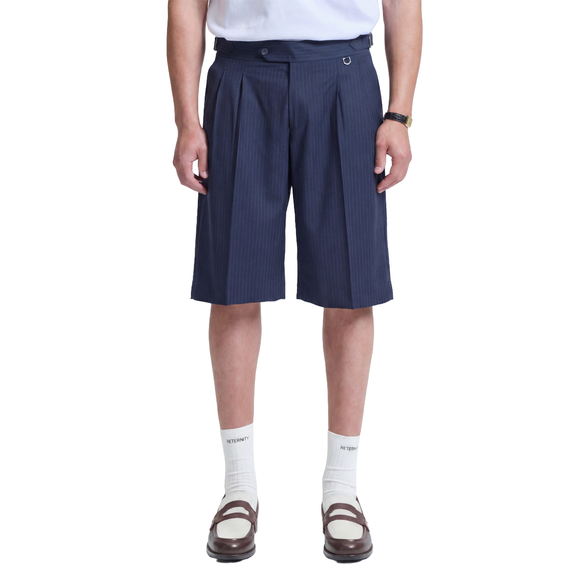 Reternity Tailored Baggy Shorts Pinstripe Blue