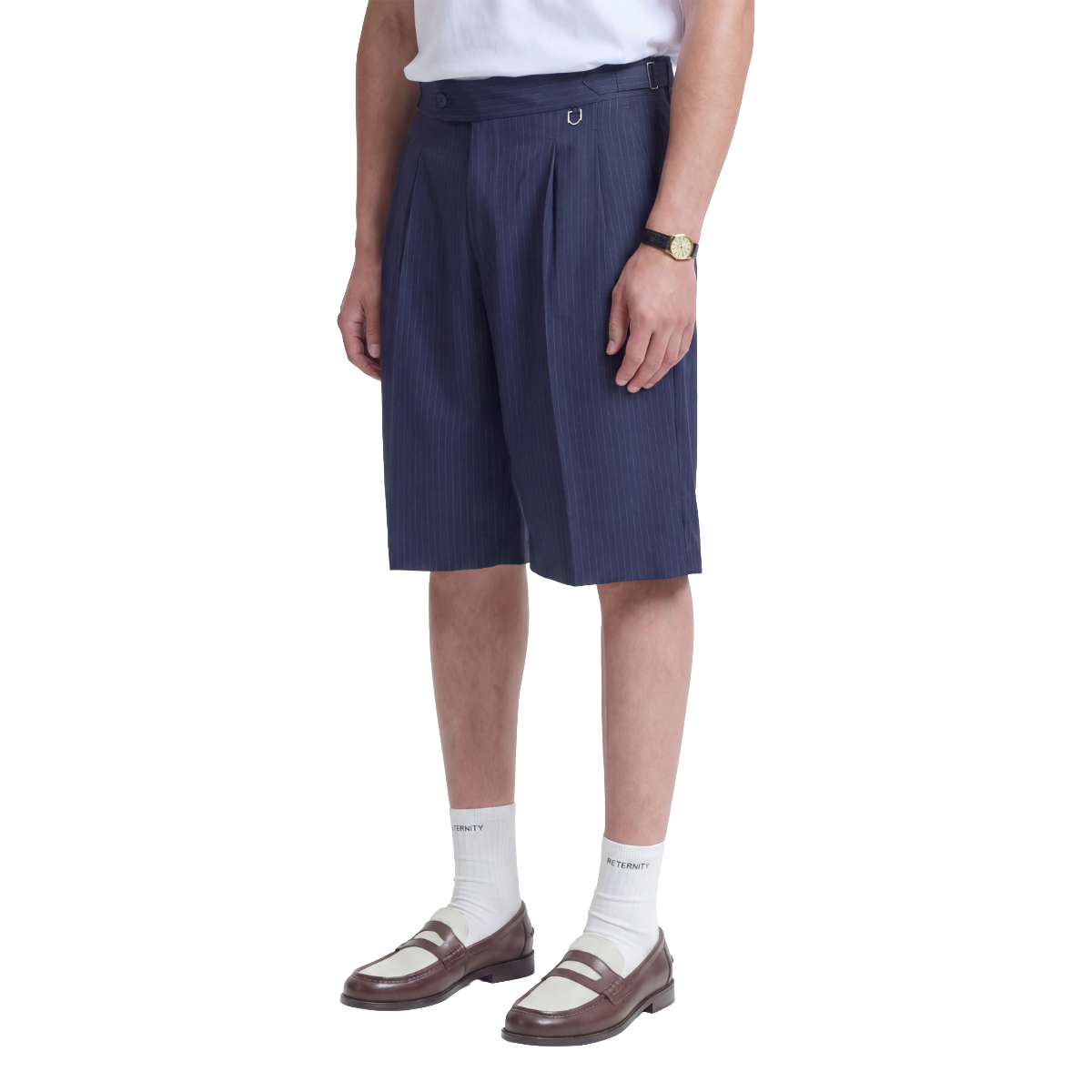 Reternity Tailored Baggy Shorts Pinstripe Blue