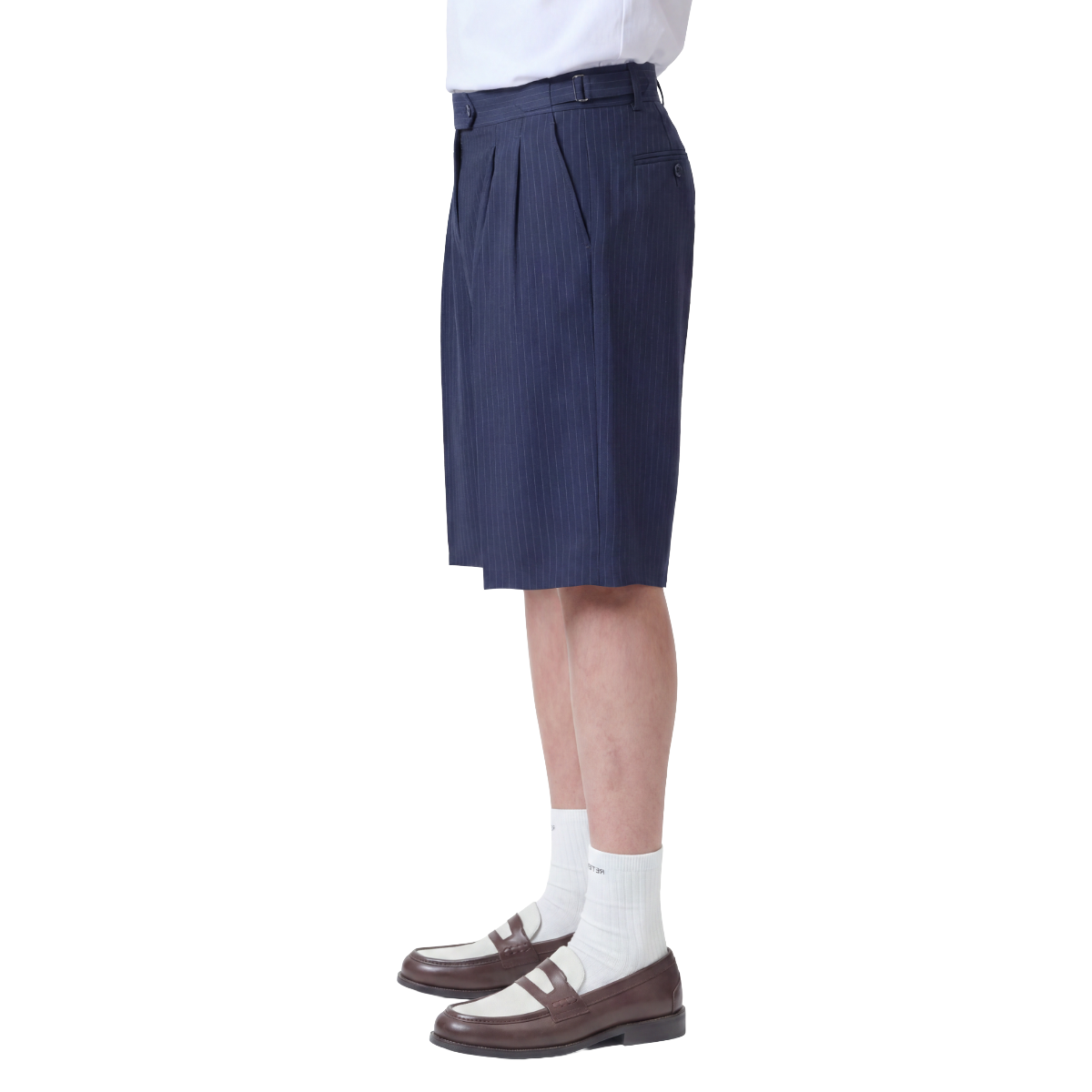 Reternity Tailored Baggy Shorts Pinstripe Blue