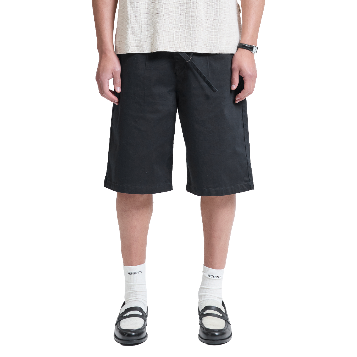 Reternity Pleated Chino Shorts Black