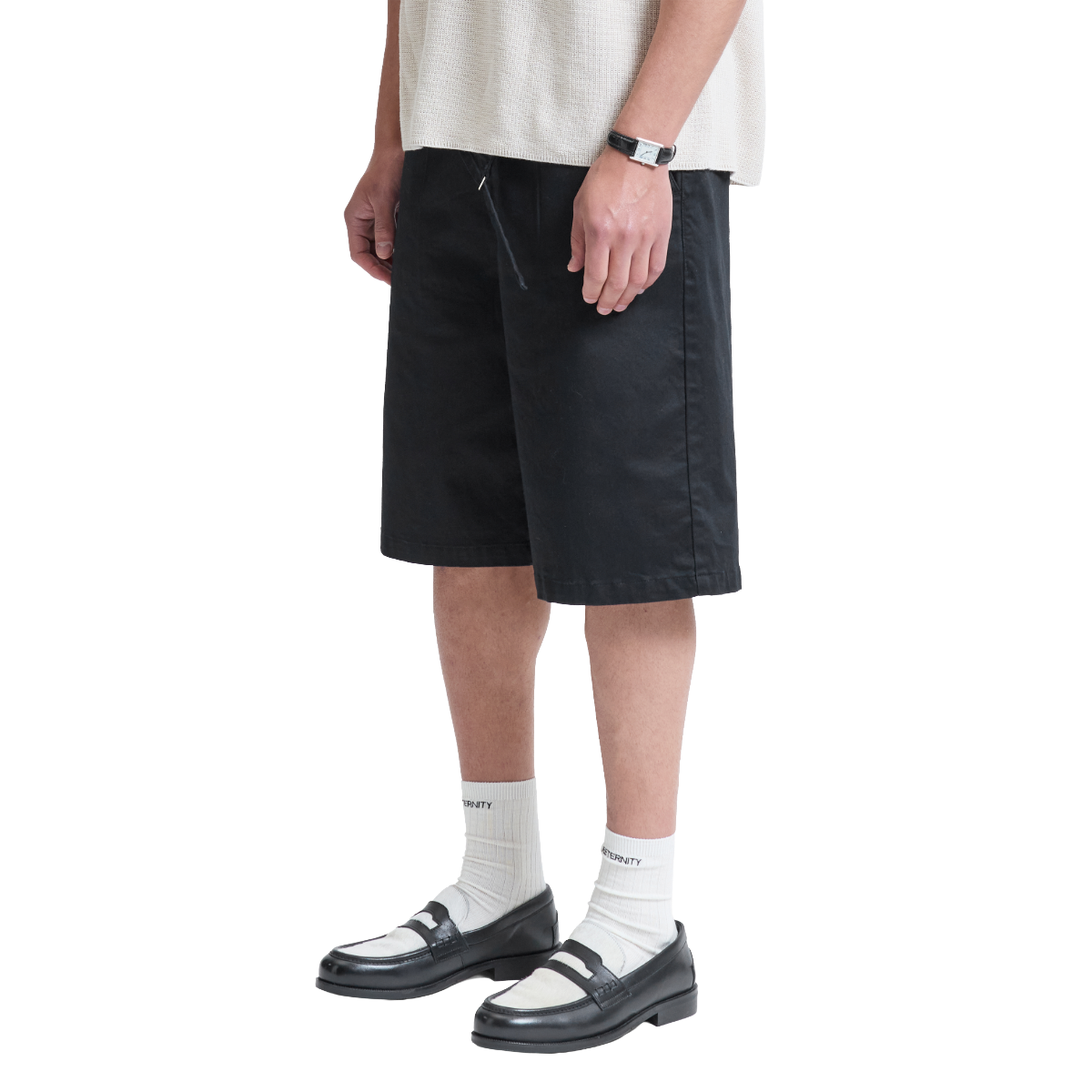 Reternity Pleated Chino Shorts Black