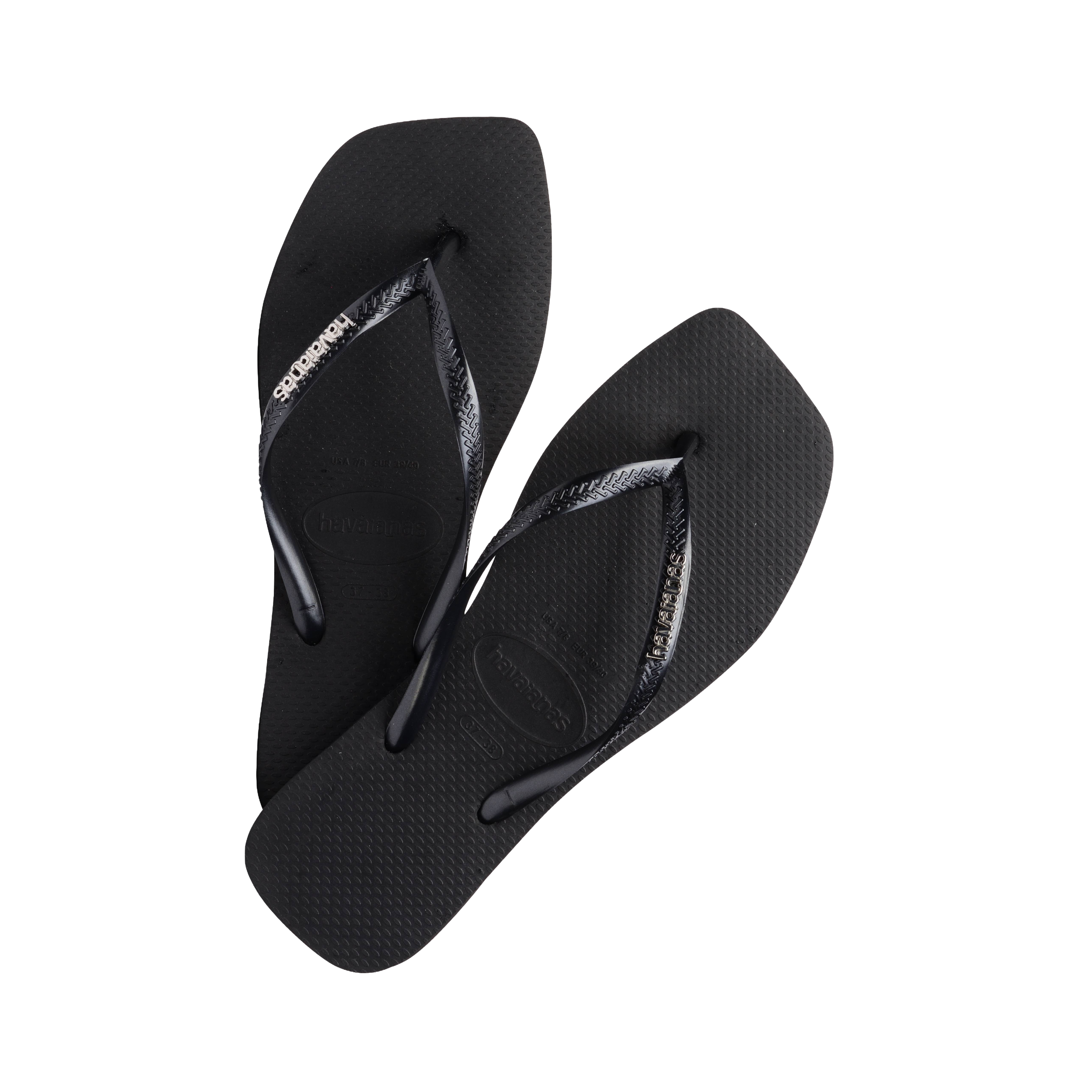 Havaianas Flip Flop Square Logo Metallic Schwarz Damen