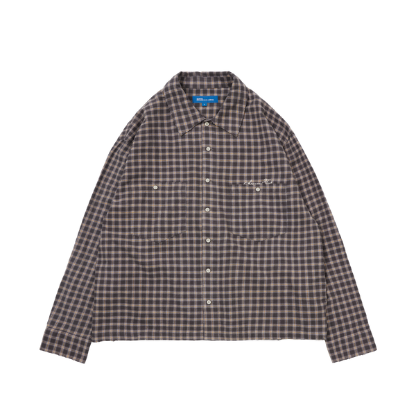 SCRT Distressed Plaid Shirt Asphalt
