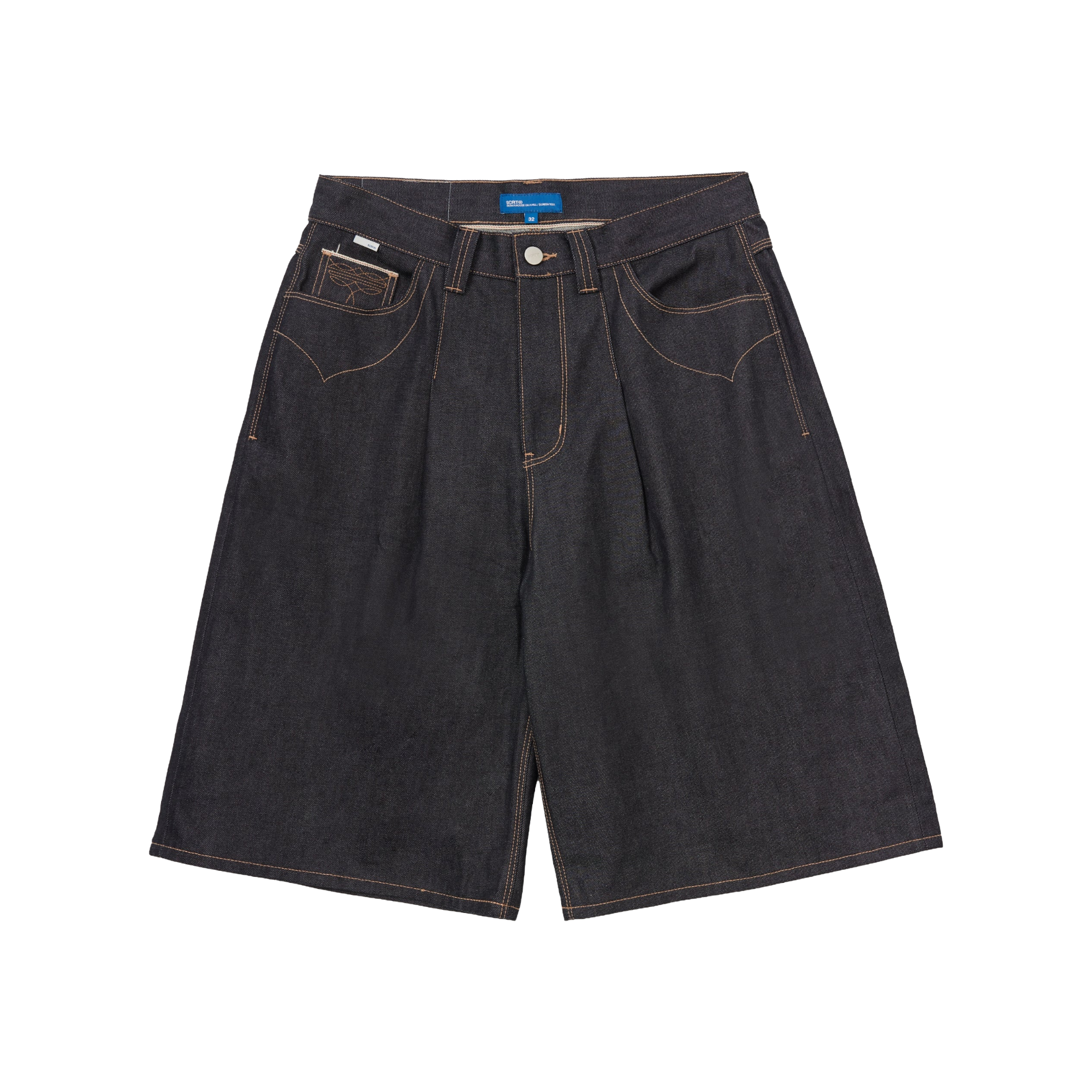 SCRT Selvedge Denim Wide Shorts Indigo