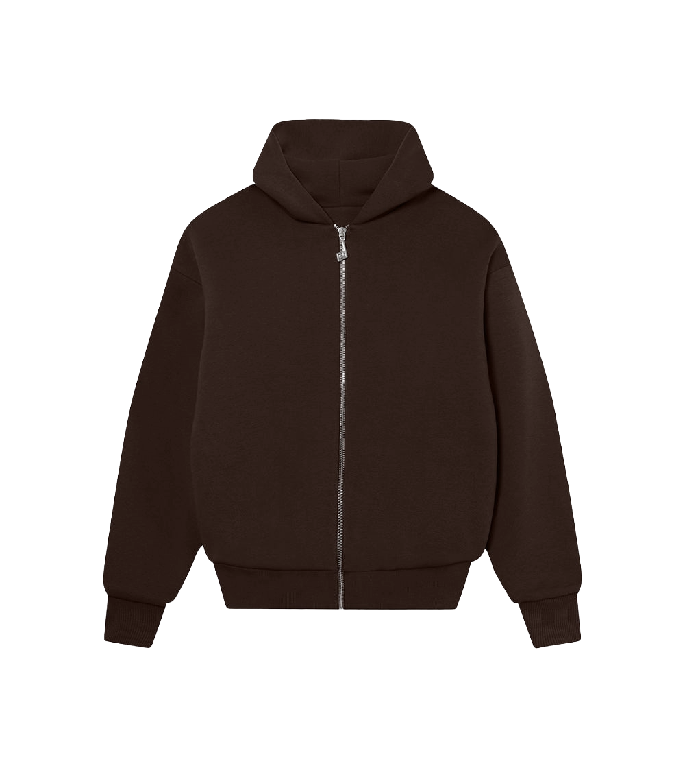 Perplex Double Layered Zip Hoodie Mocha Brown