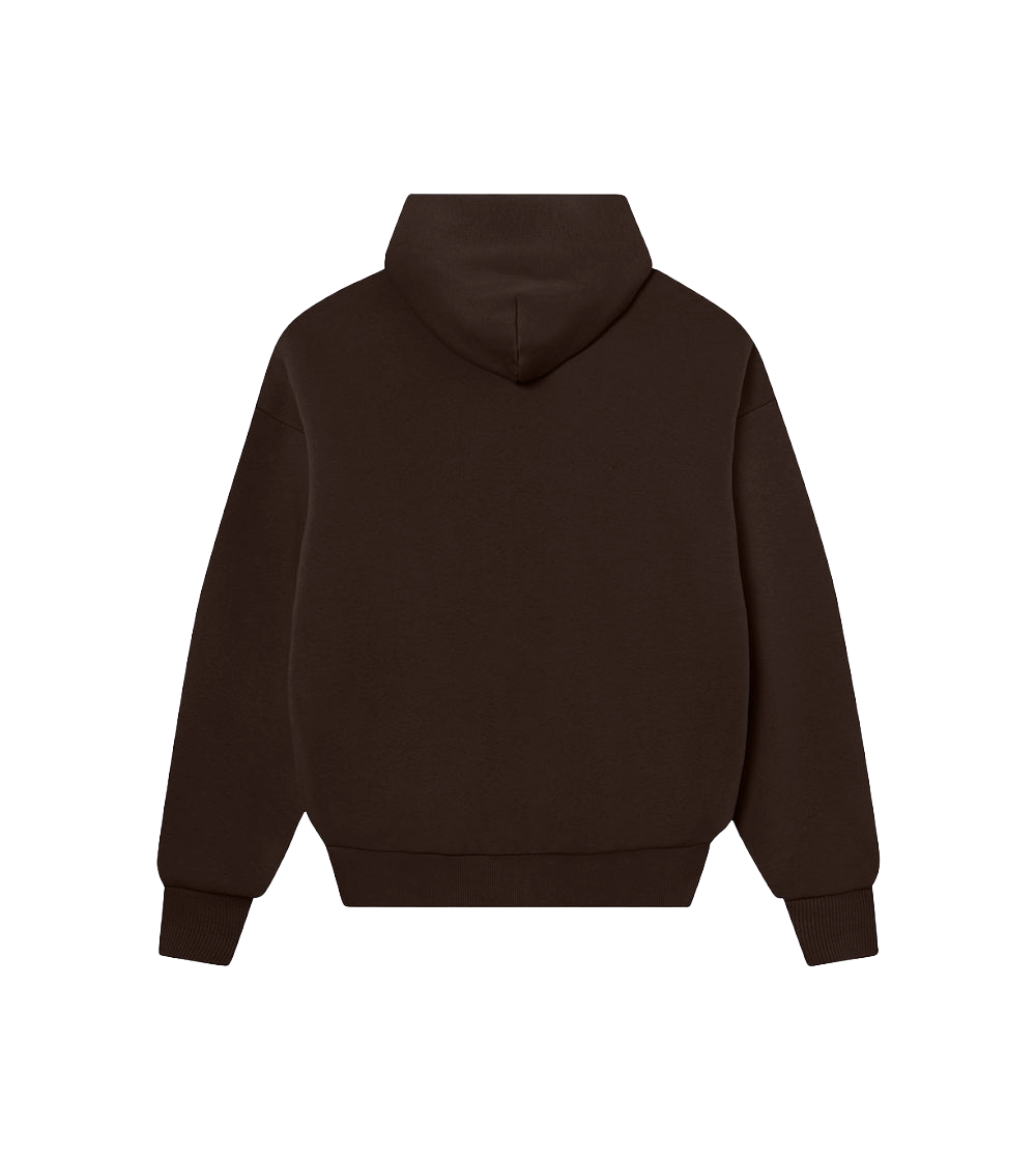 Perplex Double Layered Zip Hoodie Mocha Brown