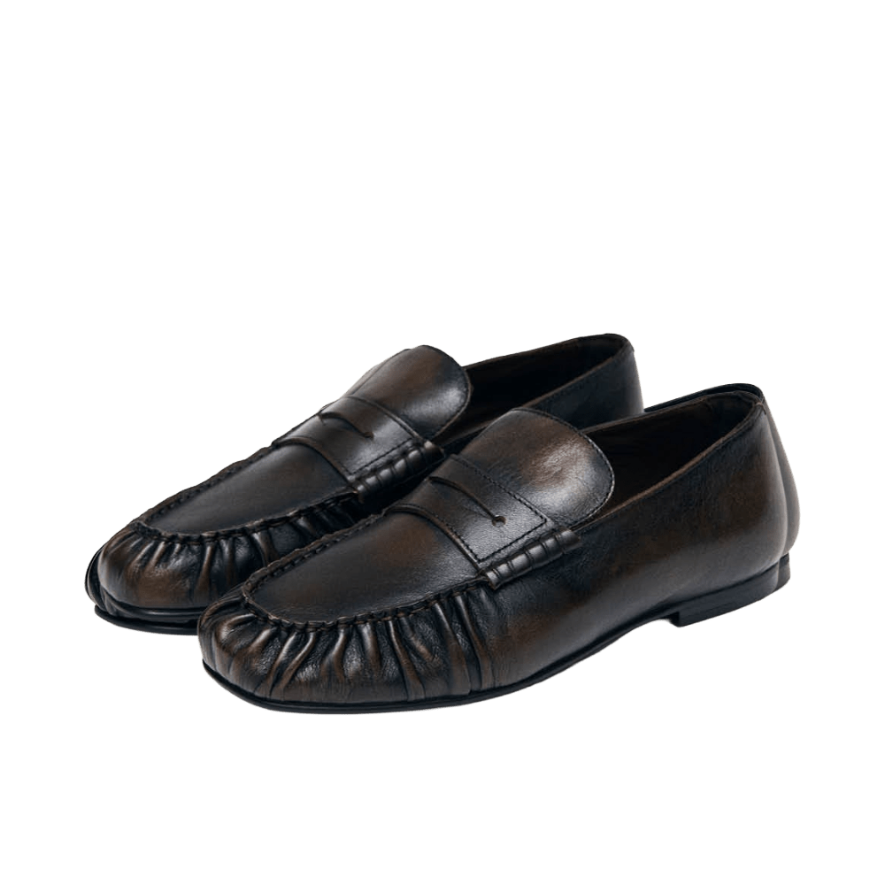 Alohas Aven Vintage Effect Brown Leather Loafers - CALOA13625 - Coziness