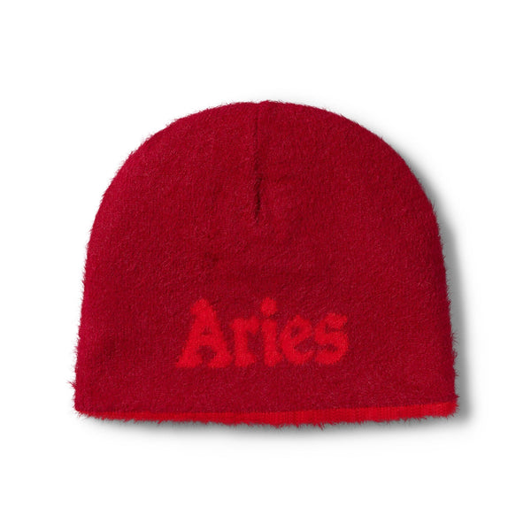 Aries Fluffy Reversible Skull Beanie Red - CARIF15180 - Coziness