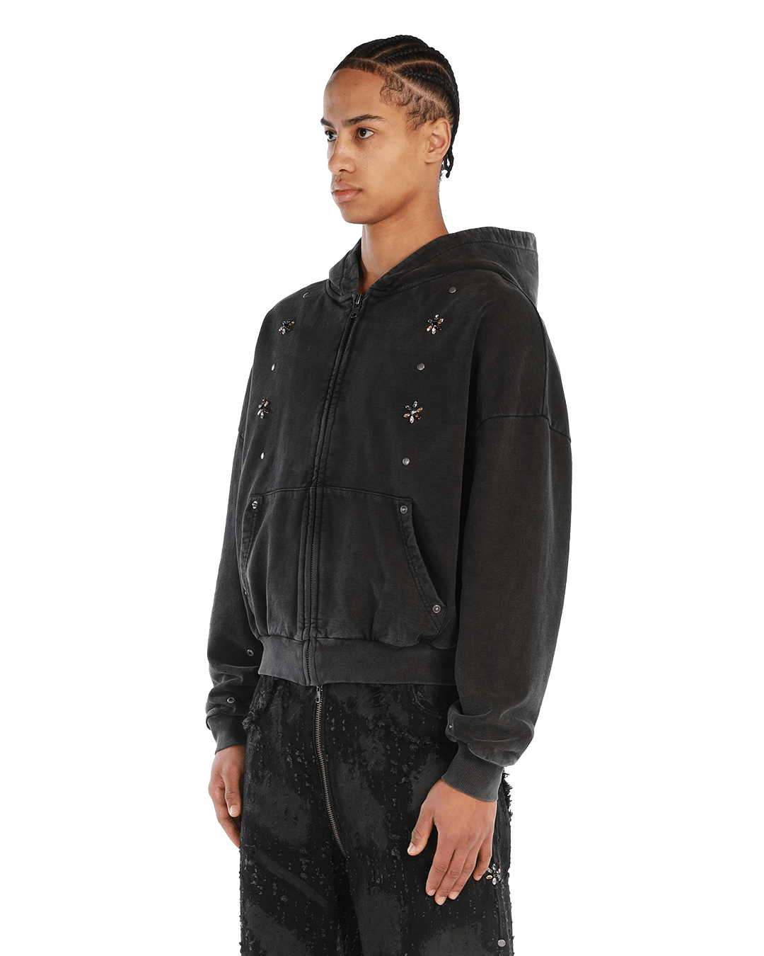 Atelier De Roupa Gemstone Zip - Hoodie Black - CADRD3292 - Coziness