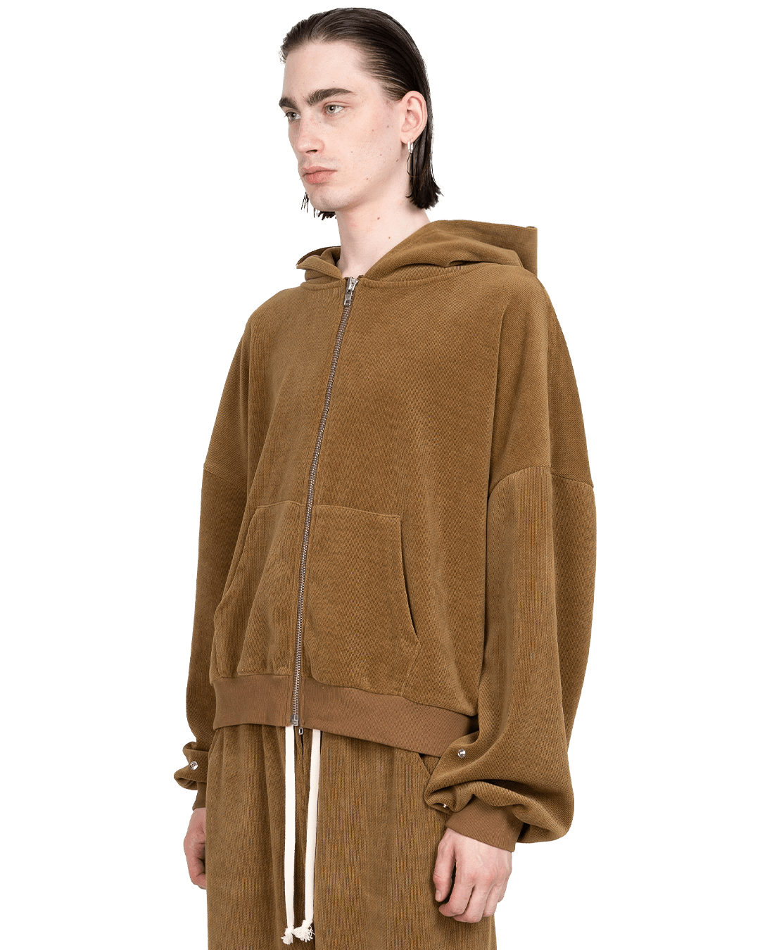 Atelier De Roupa Lanik Zip Hoodie Khaki - CATED2836 - Coziness
