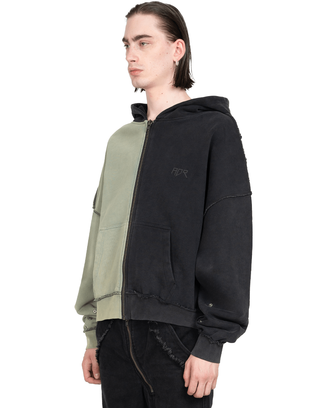 Atelier De Roupa Logo Zip Hoodie Green Black - CATED4371 - Coziness