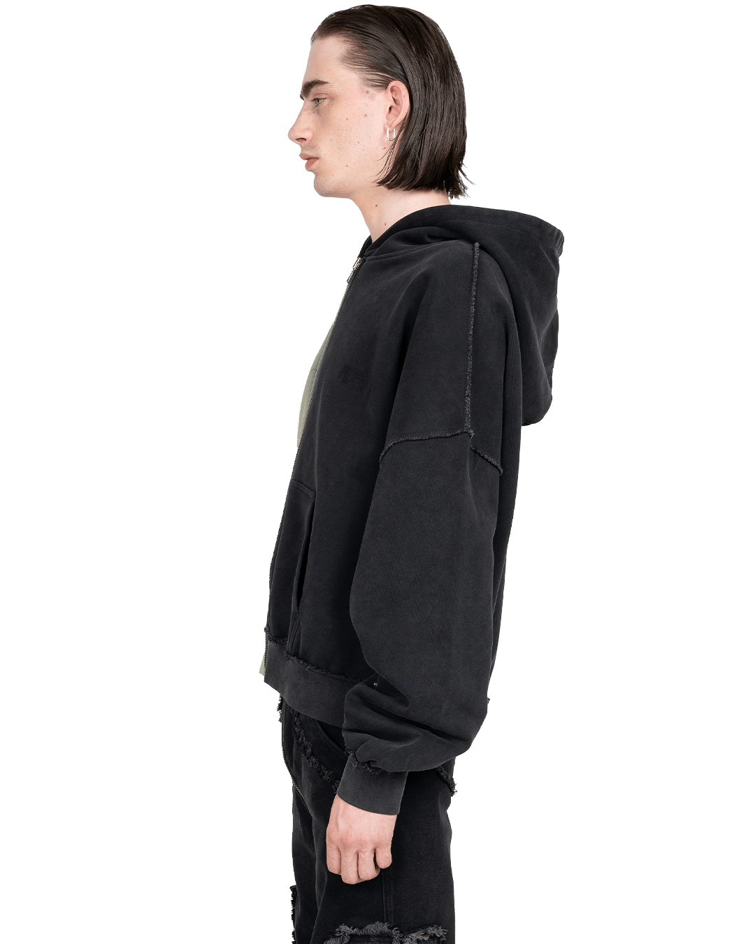 Atelier De Roupa Logo Zip Hoodie Green Black - CATED4371 - Coziness