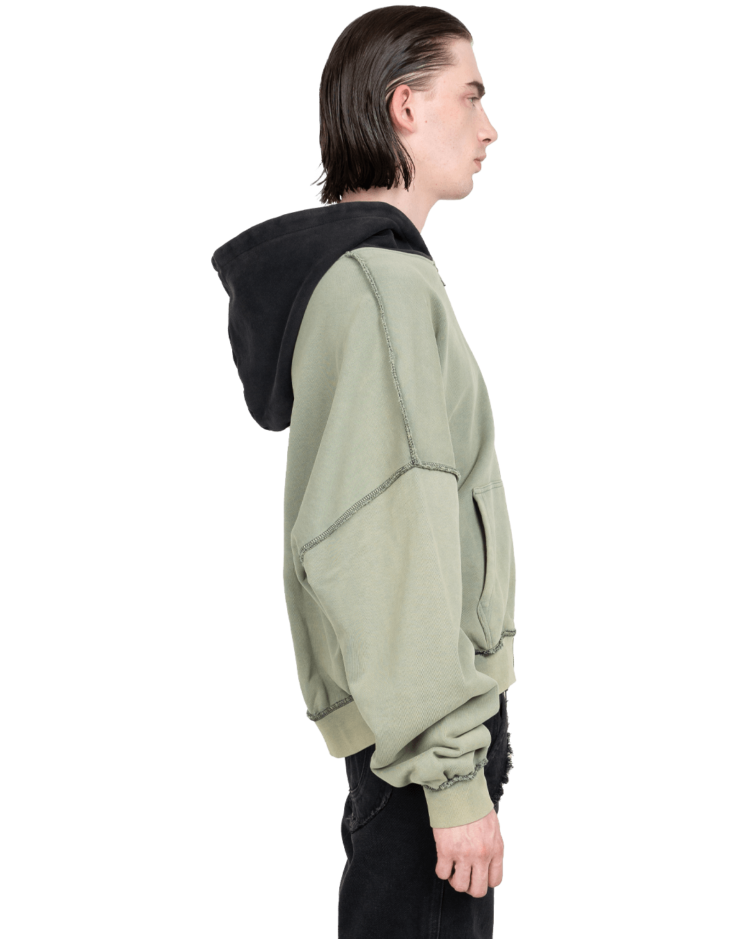 Atelier De Roupa Logo Zip Hoodie Green Black - CATED4371 - Coziness