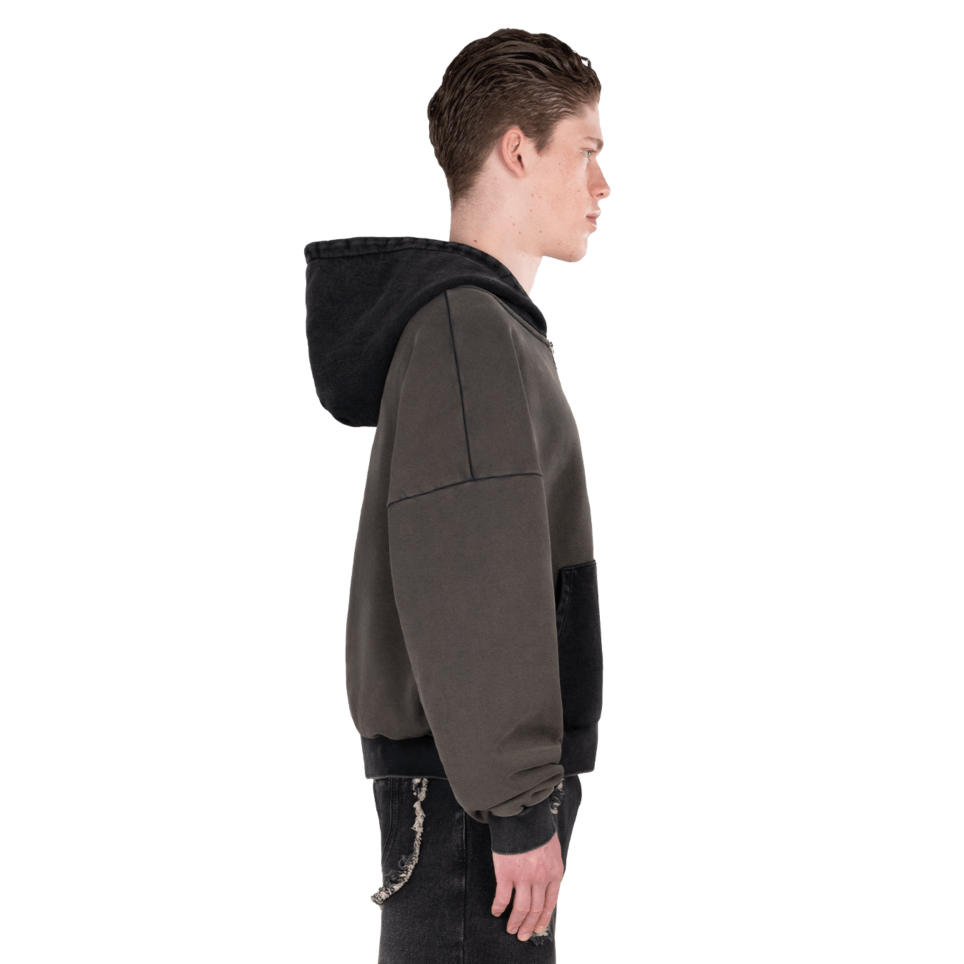 Atelier De Roupa Logo Zip Hoodie Schwarz Braun - CATED10973 - Coziness