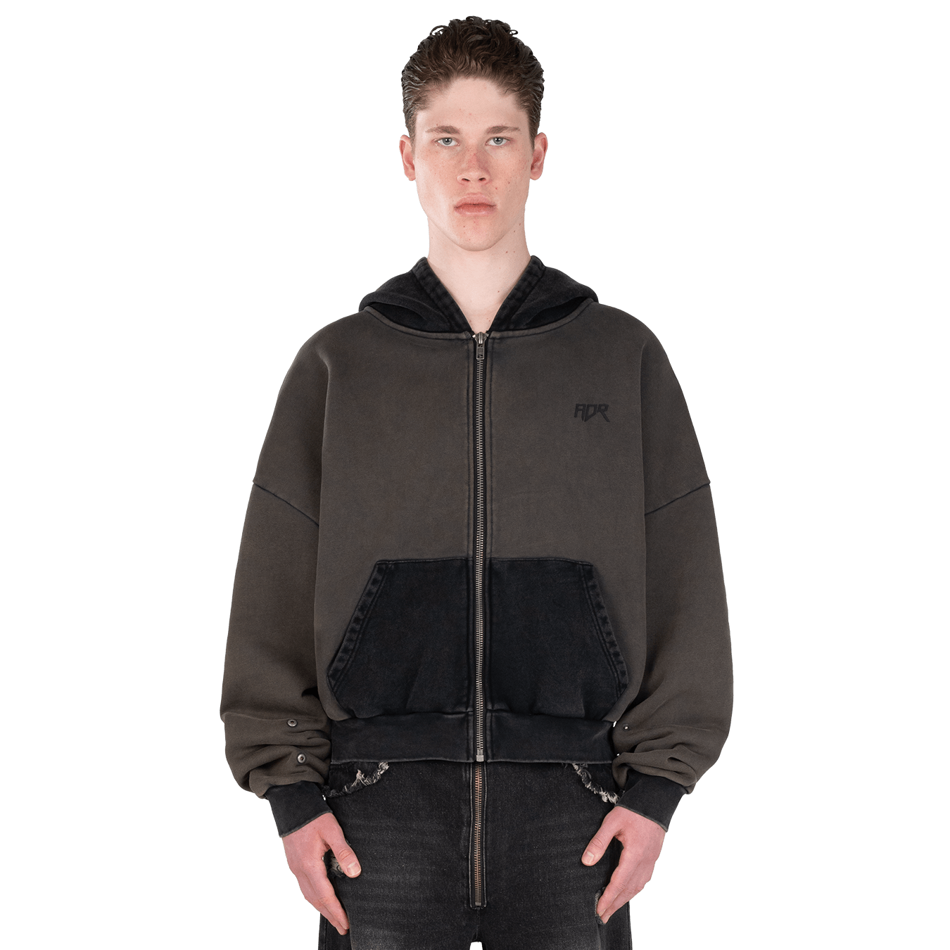 Atelier De Roupa Logo Zip Hoodie Schwarz Braun - CATED10973 - Coziness