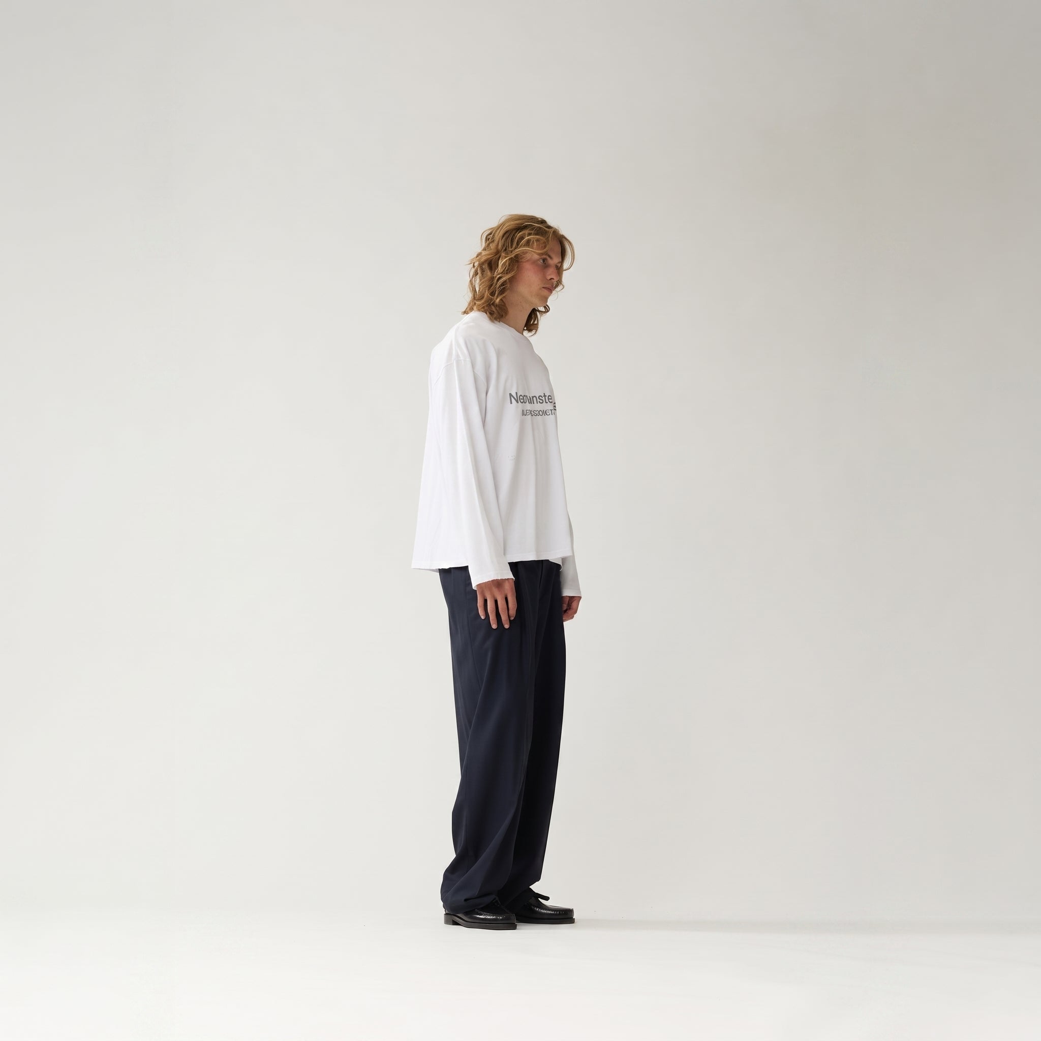 New Amsterdam Worked Logo Longsleeve White