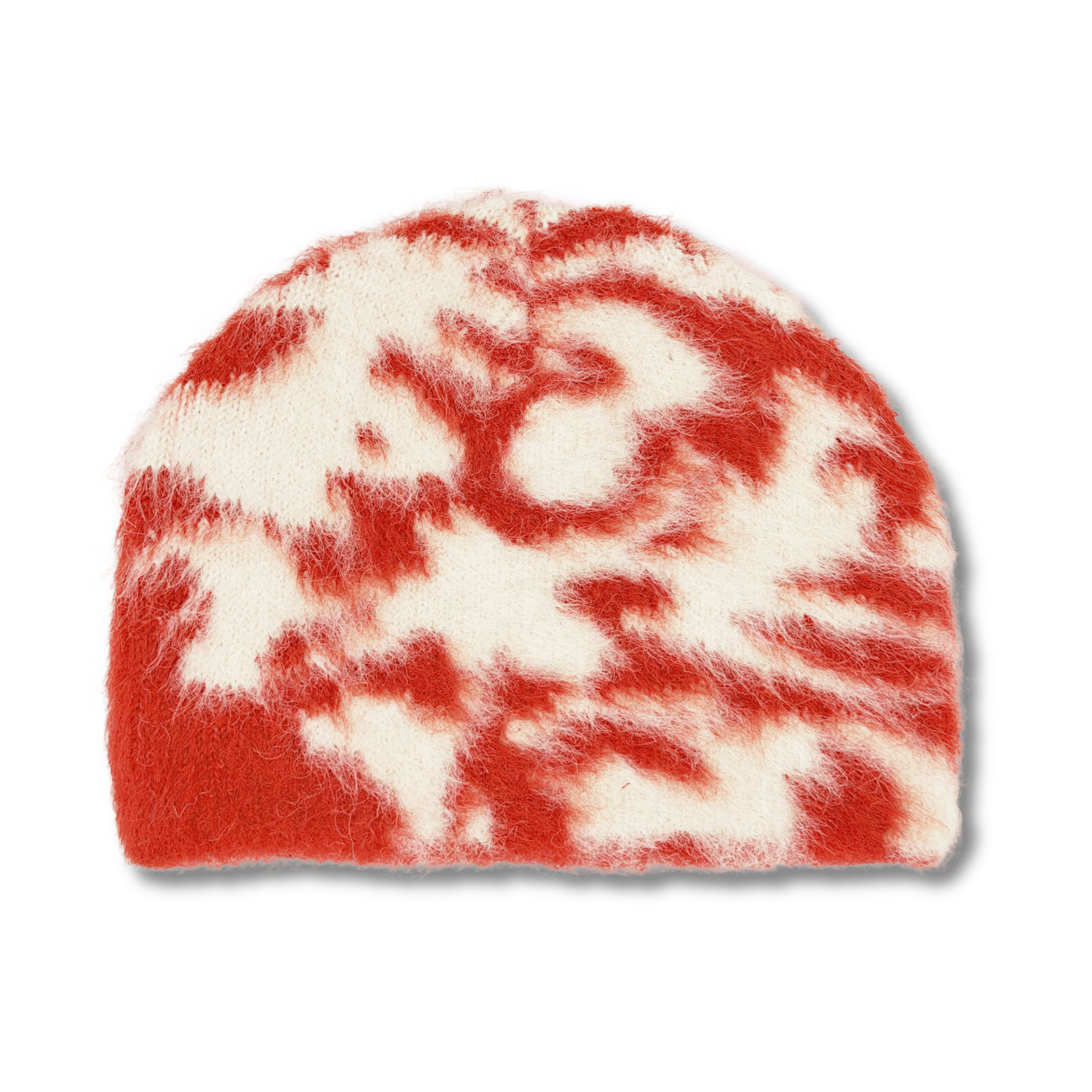 Coziness Blurred Flower Mohair Beanie Bleached Red - CCOZB8257 - Coziness