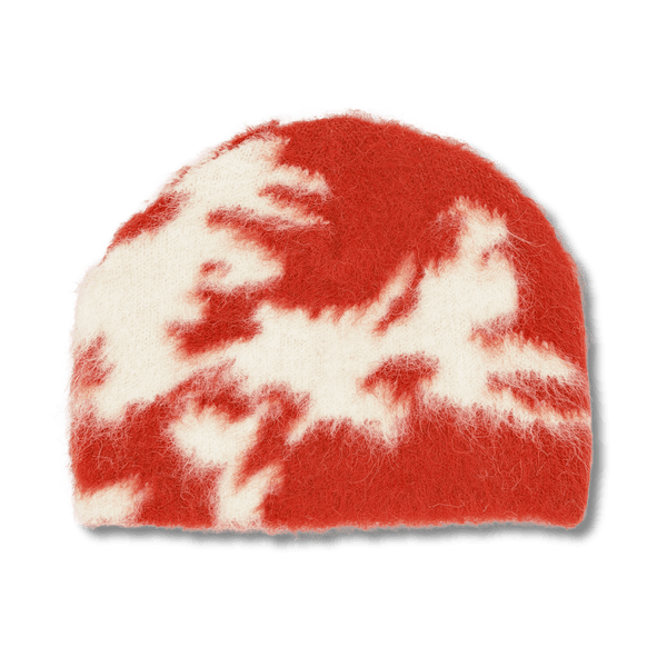 Coziness Blurred Flower Mohair Beanie Bleached Red - CCOZB8257 - Coziness