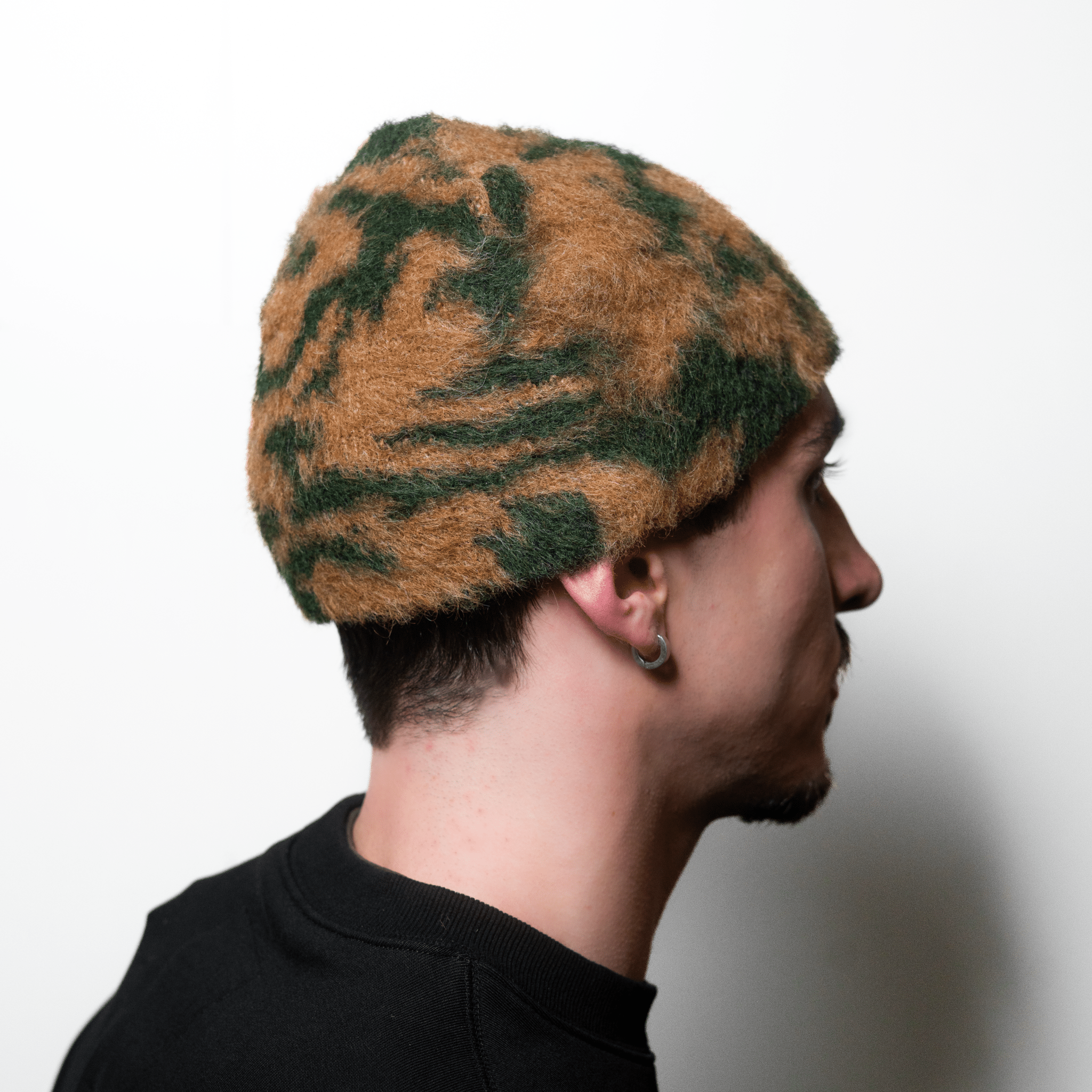 Coziness Blurred Flower Mohair Beanie Dirty Moss - CCOZB8256 - Coziness