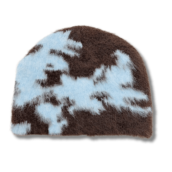 Coziness Blurred Flower Mohair Beanie Dusty Sky - CCOZB8255 - Coziness