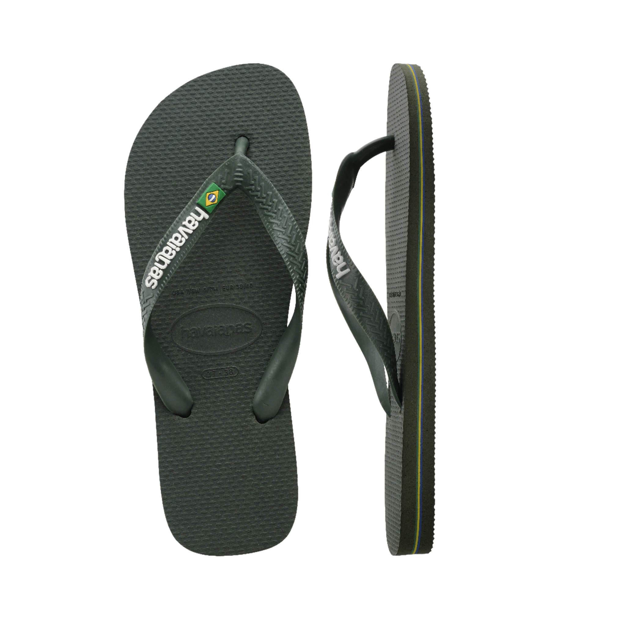 Havaianas Flip Flops Brasil Logo Green Olive - CHAVF12255 - Coziness