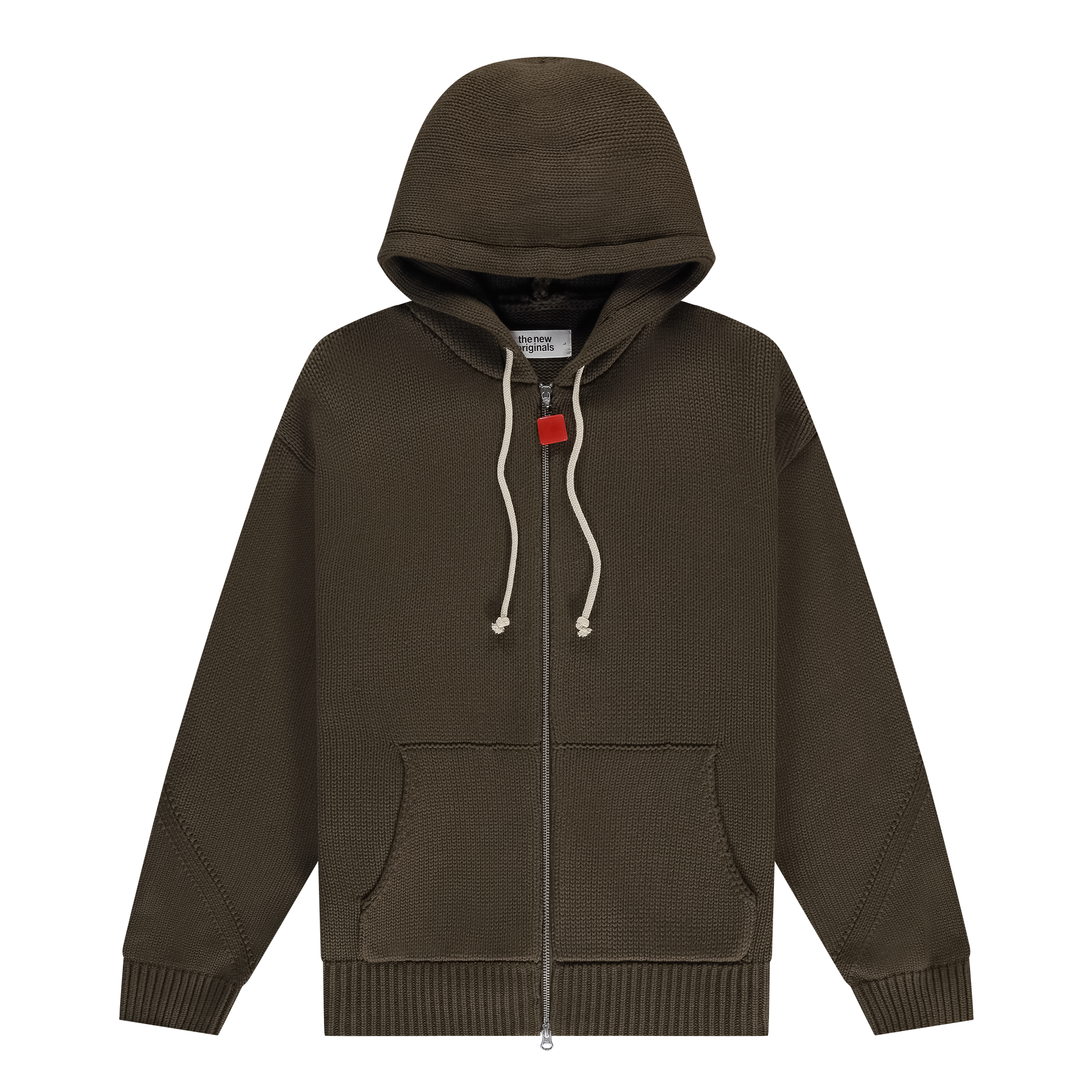 The New Originals Chuncky Knit Zip Up Hoodie Acid Brown