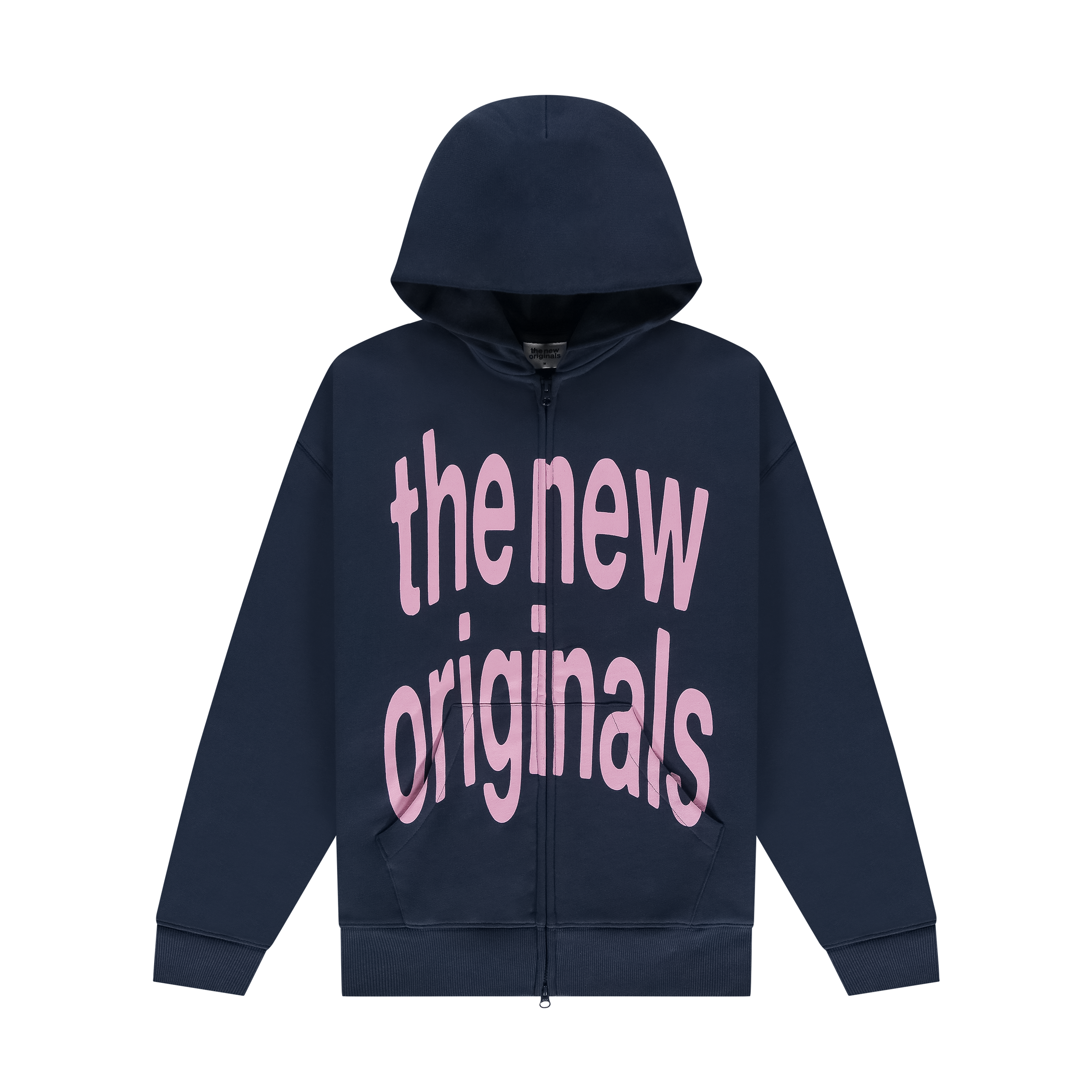 The New Originals Big Logo Zip Up Hoodie Navy Pink