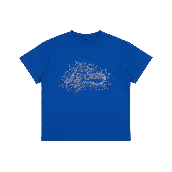 La Fam Rhinestone Diamond Logo T-Shirt Blue - CLAF11304 - Coziness