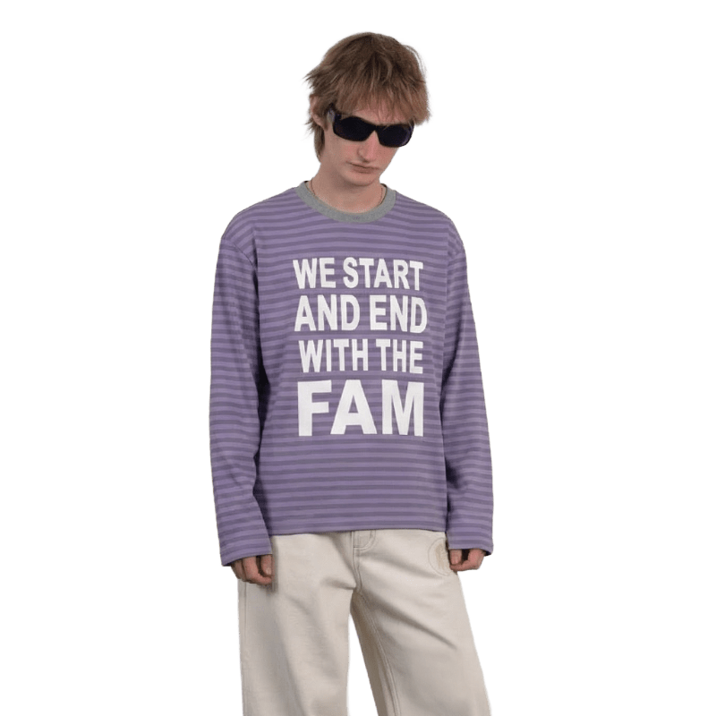 La Fam Striped Longsleeve Purple Grey - CLAF9885 - Coziness