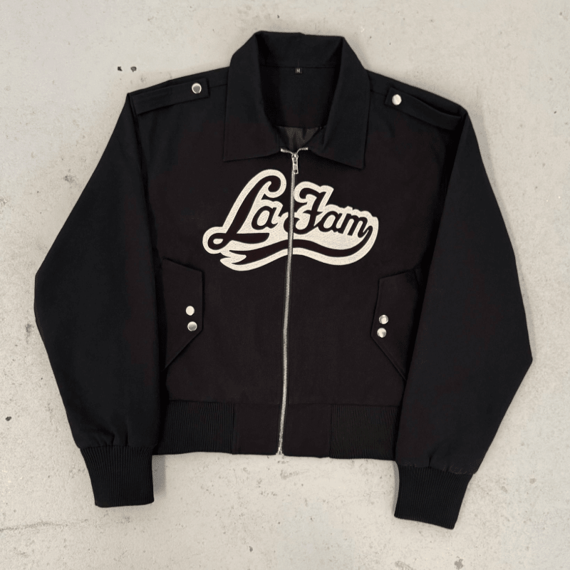 La Fam Varsity Jacket Black - CLAF9610 - Coziness