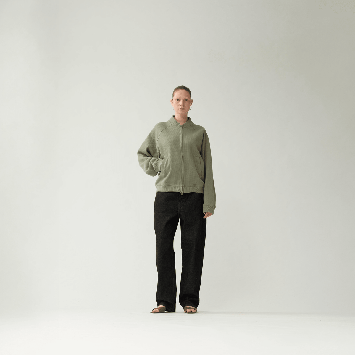 New Amsterdam Waffle Zip Up Sea Grass 304 - CNEWA14088 - Coziness