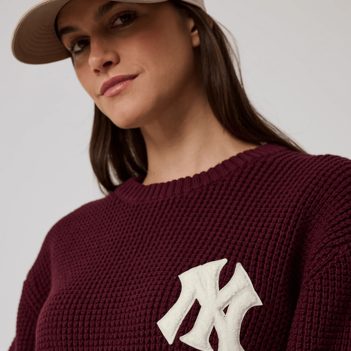 New Era MLB Waffle KNIT CREW Neyyan MRN - CNEWE15151 - Coziness
