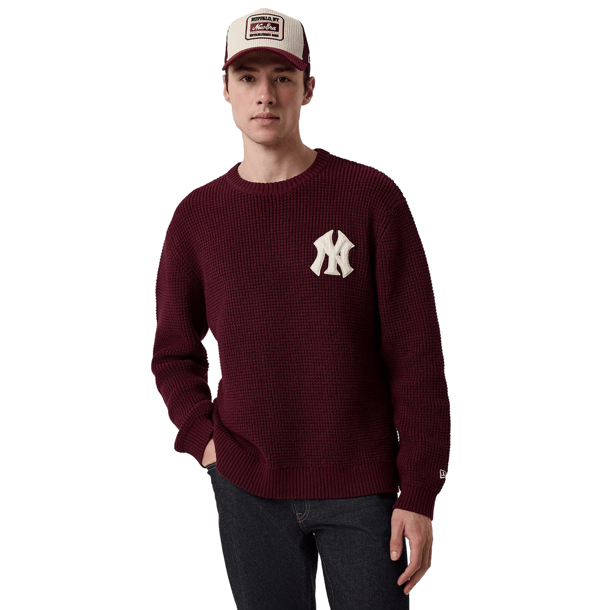 New Era MLB Waffle KNIT CREW Neyyan MRN - CNEWE15151 - Coziness