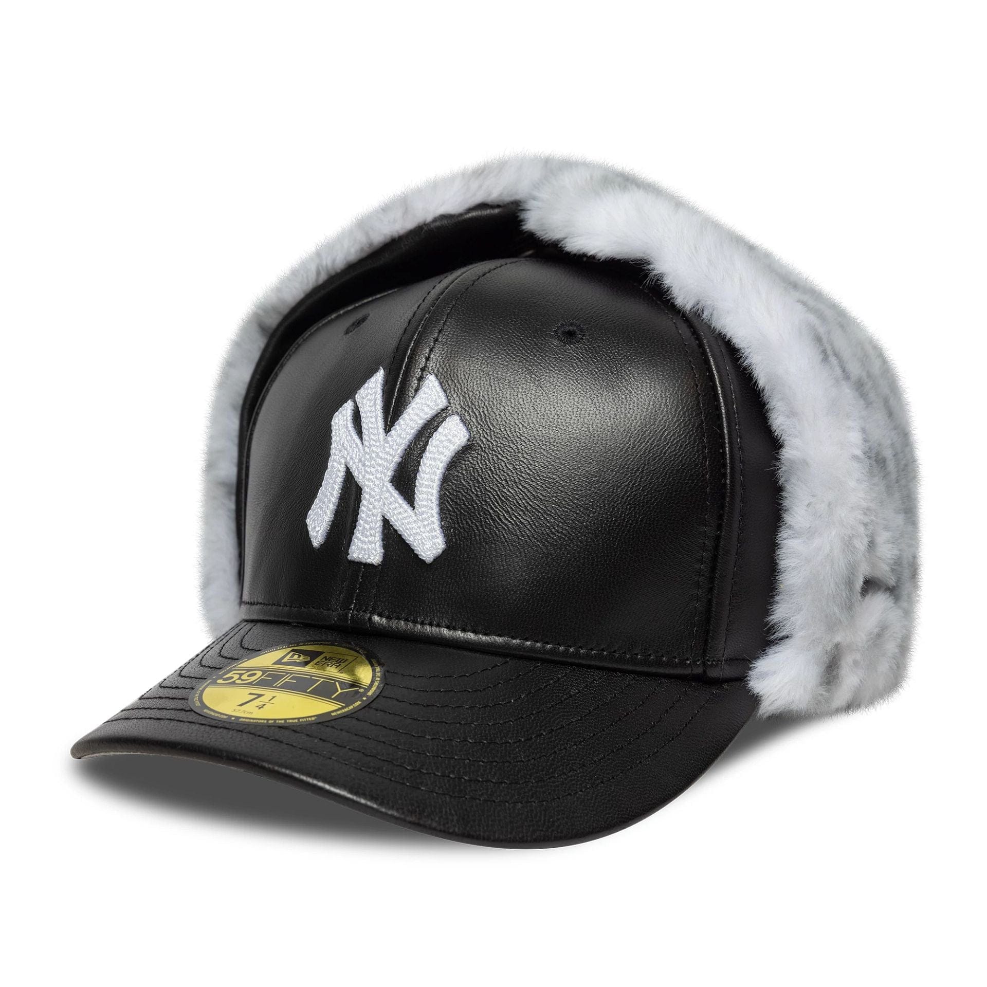 New Era NY Yankees 59FIFTY Kunstpelz Dogear Leder Cap - Schwarz